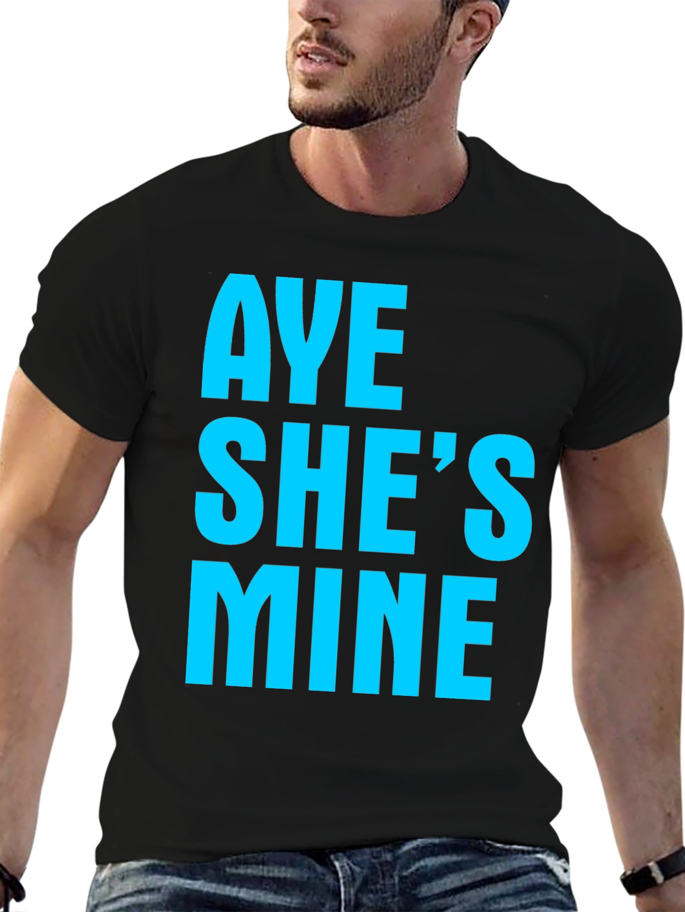 Black Aye She's Mine Graphic Tee - Black view 6