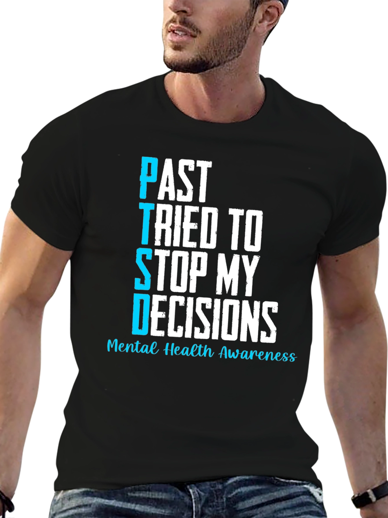 Black Mental Health Awareness PTSD T-Shirt view 6