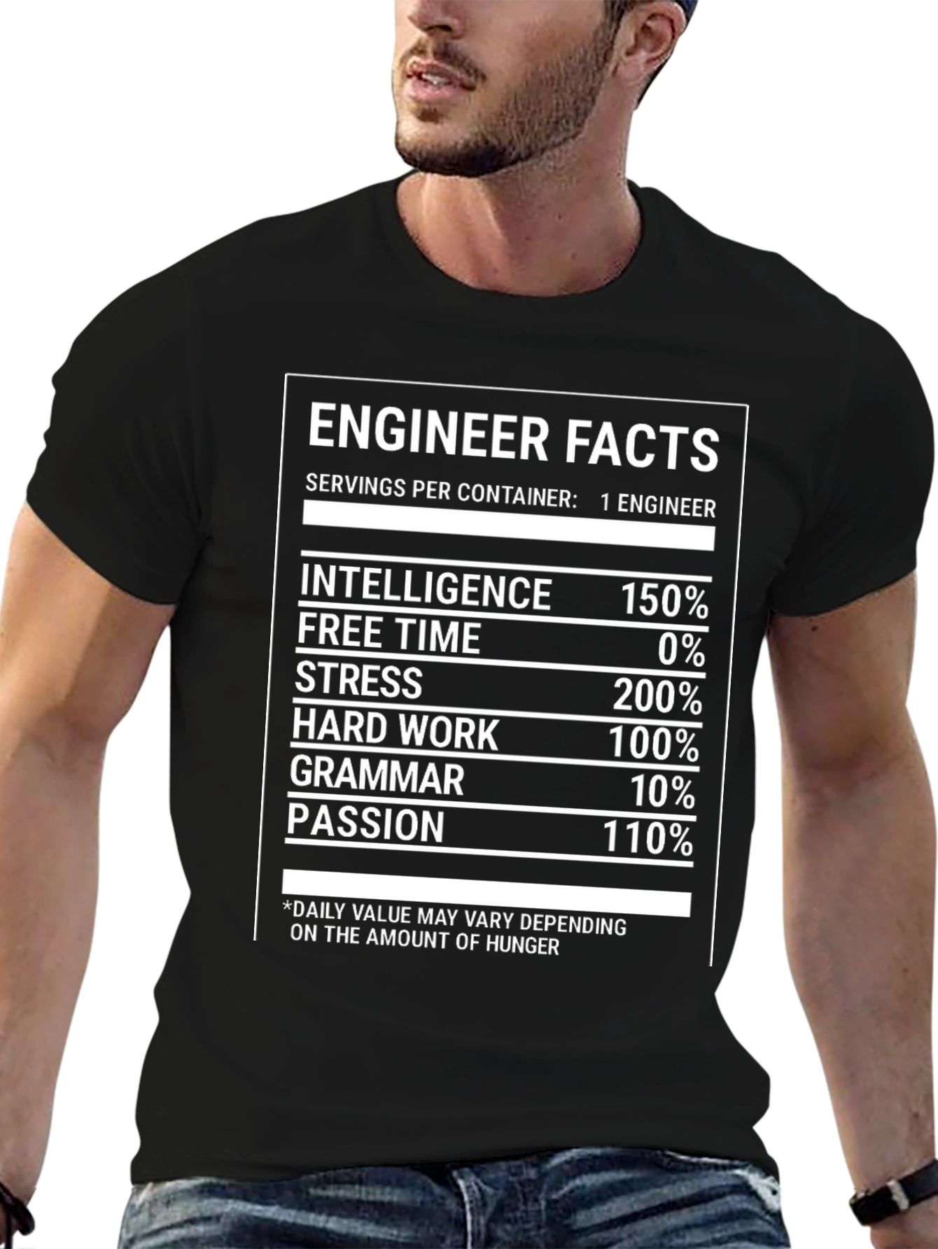 Black Engineer Facts T-Shirt: Intelligence, Stress, and Hard Work view 6