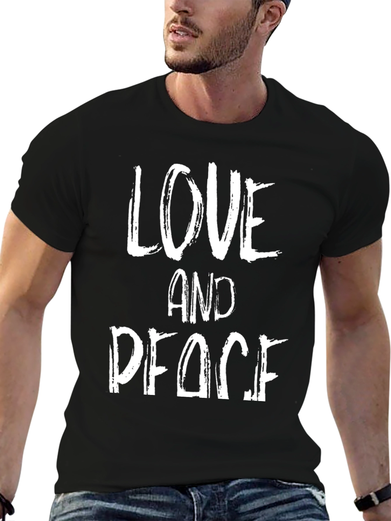 Black Love and Peace Graphic Tee - Black T-Shirt view 6