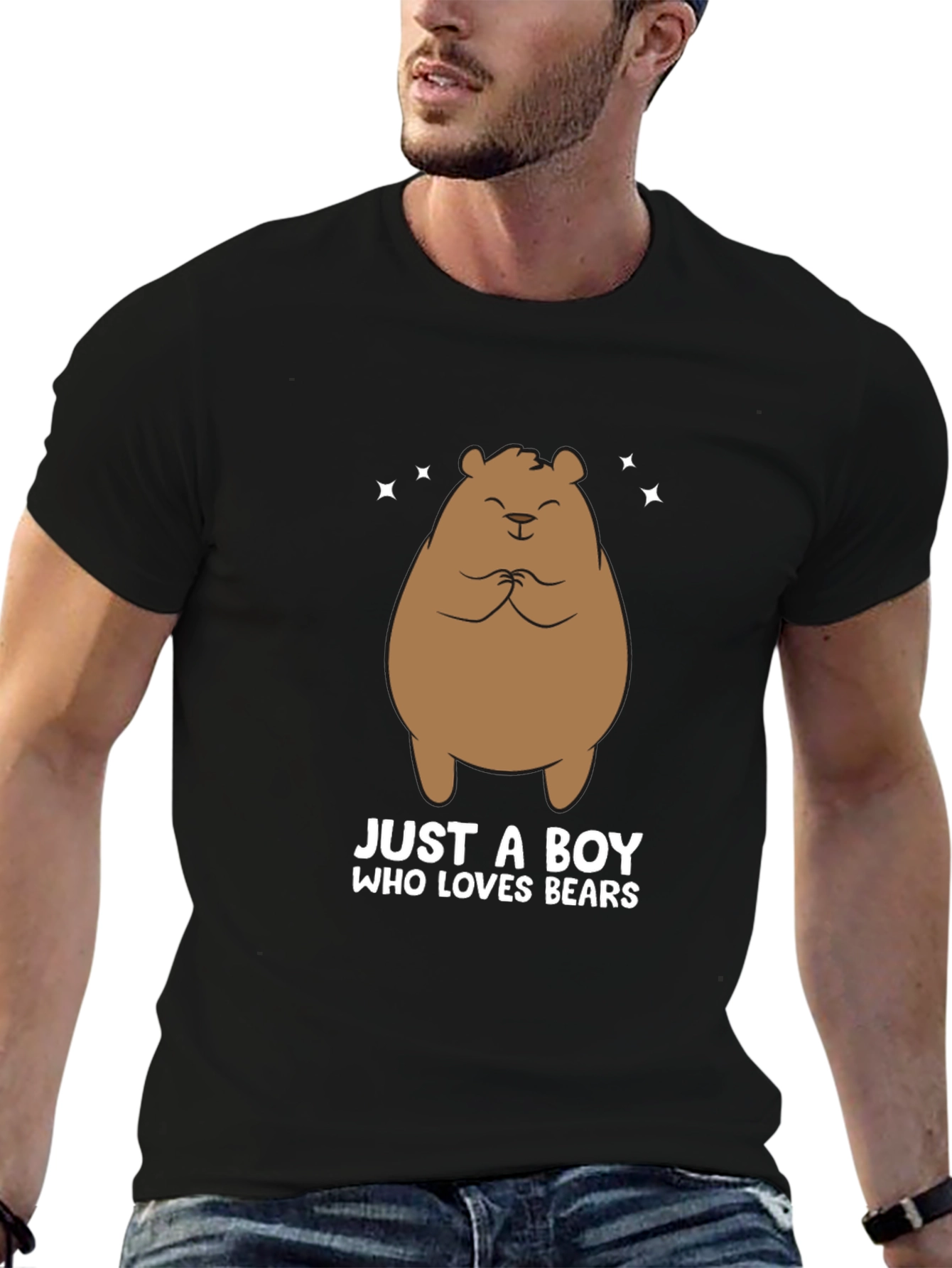 Black Just A Boy Who Loves Bears T-Shirt view 6
