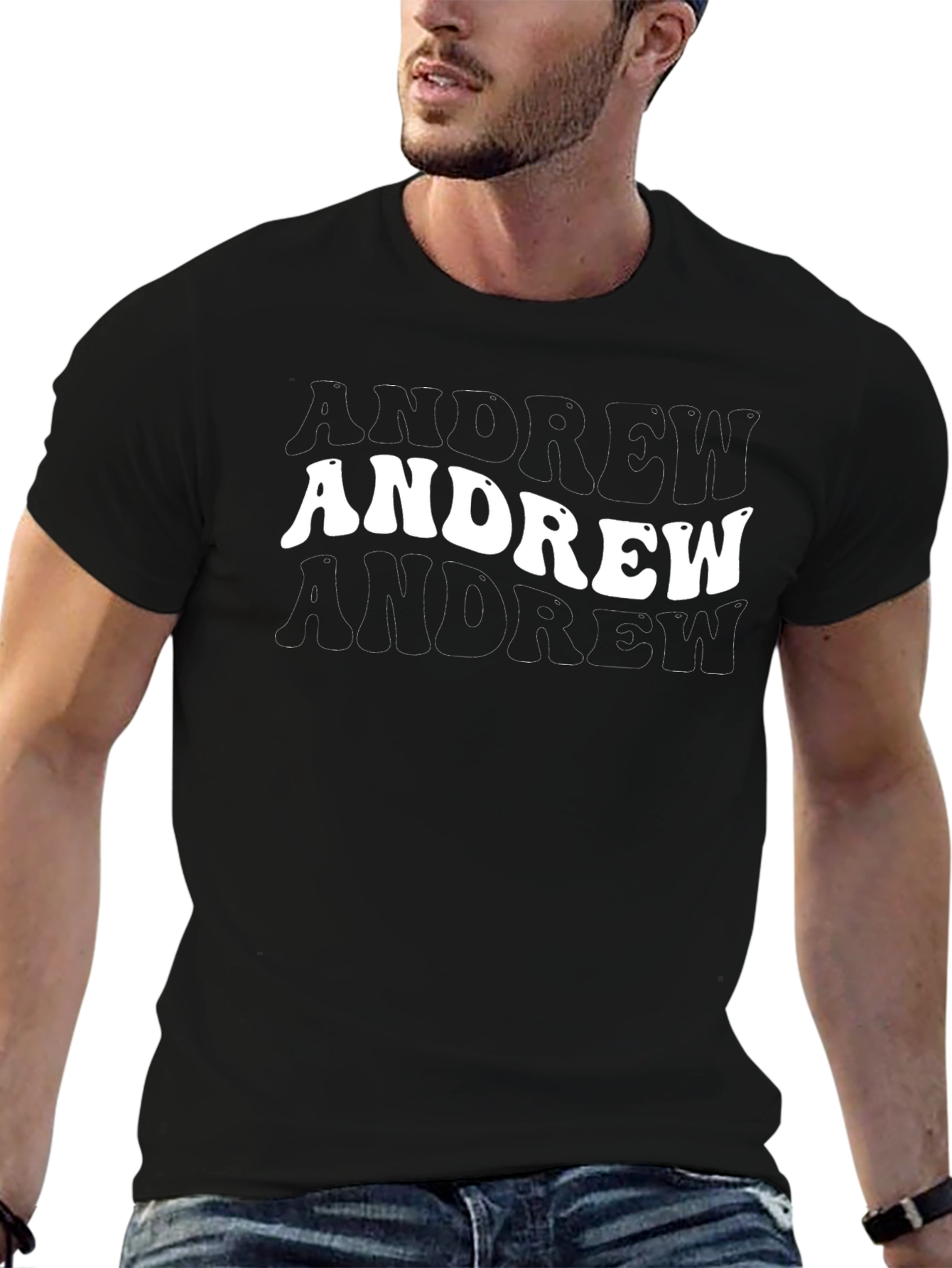Black Andrew Name Tee - Personalized Trendy Shirt view 6