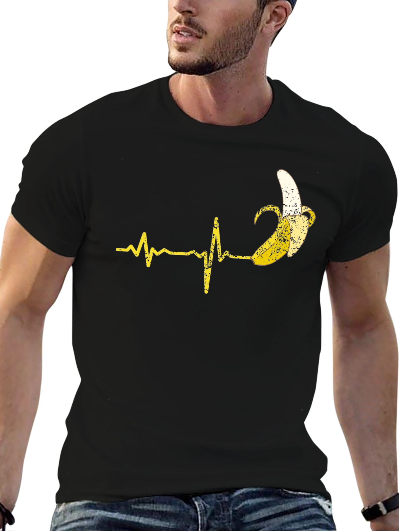Black Banana Heartbeat T-Shirt - Quirky Graphic Tee view 6