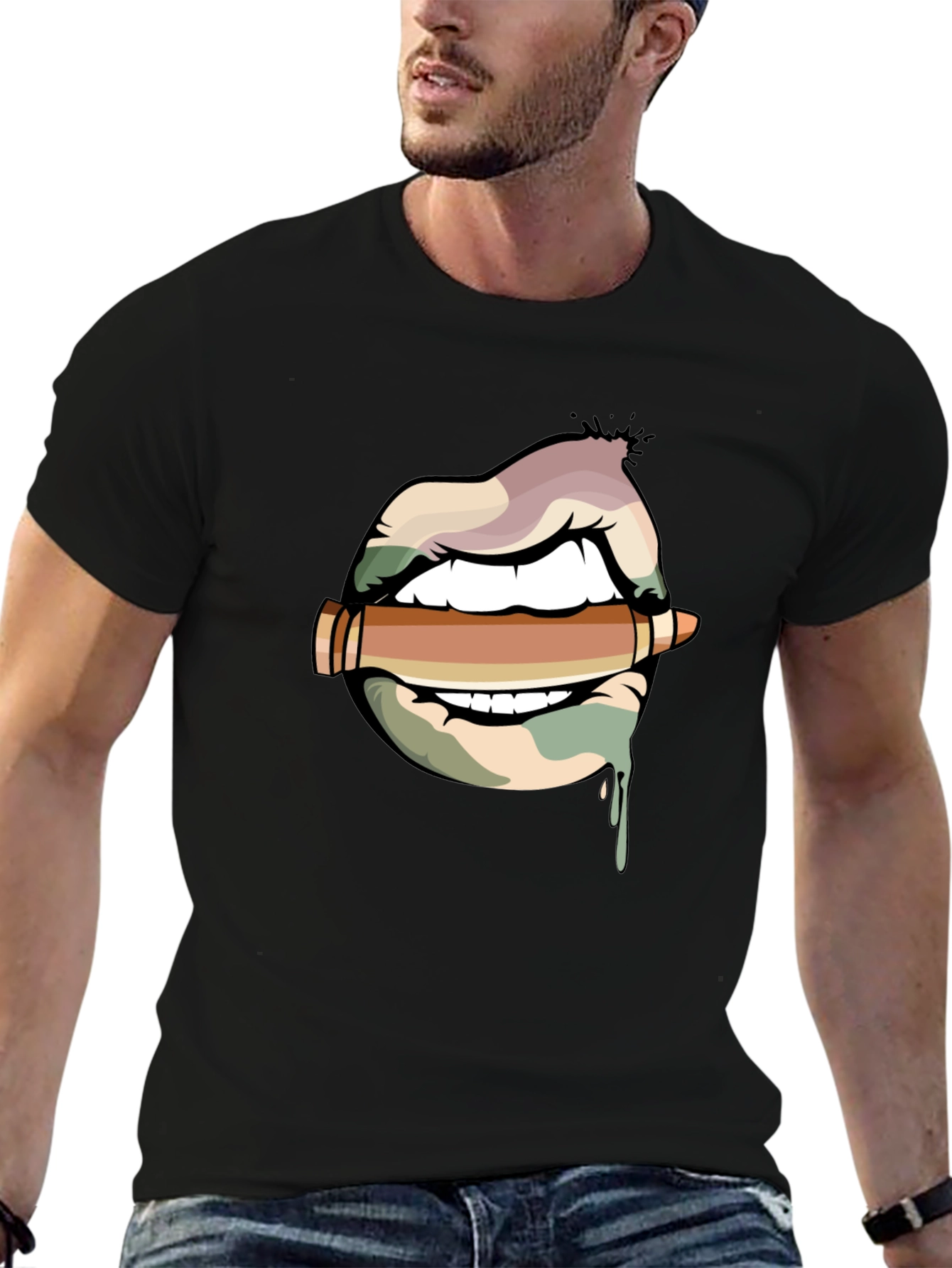 Lips and Bullet Graphic T-Shirt - 6