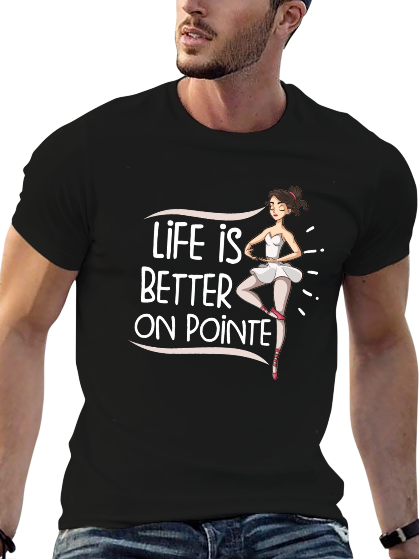 Black Life Is Better On Pointe Black T-Shirt view 6
