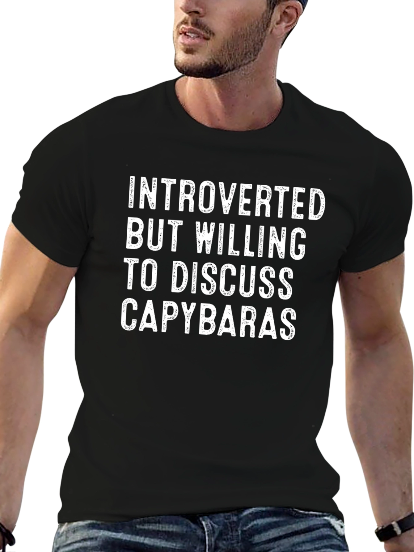 Black Introverted Capybara T-Shirt - Funny Animal Lover Tee view 6