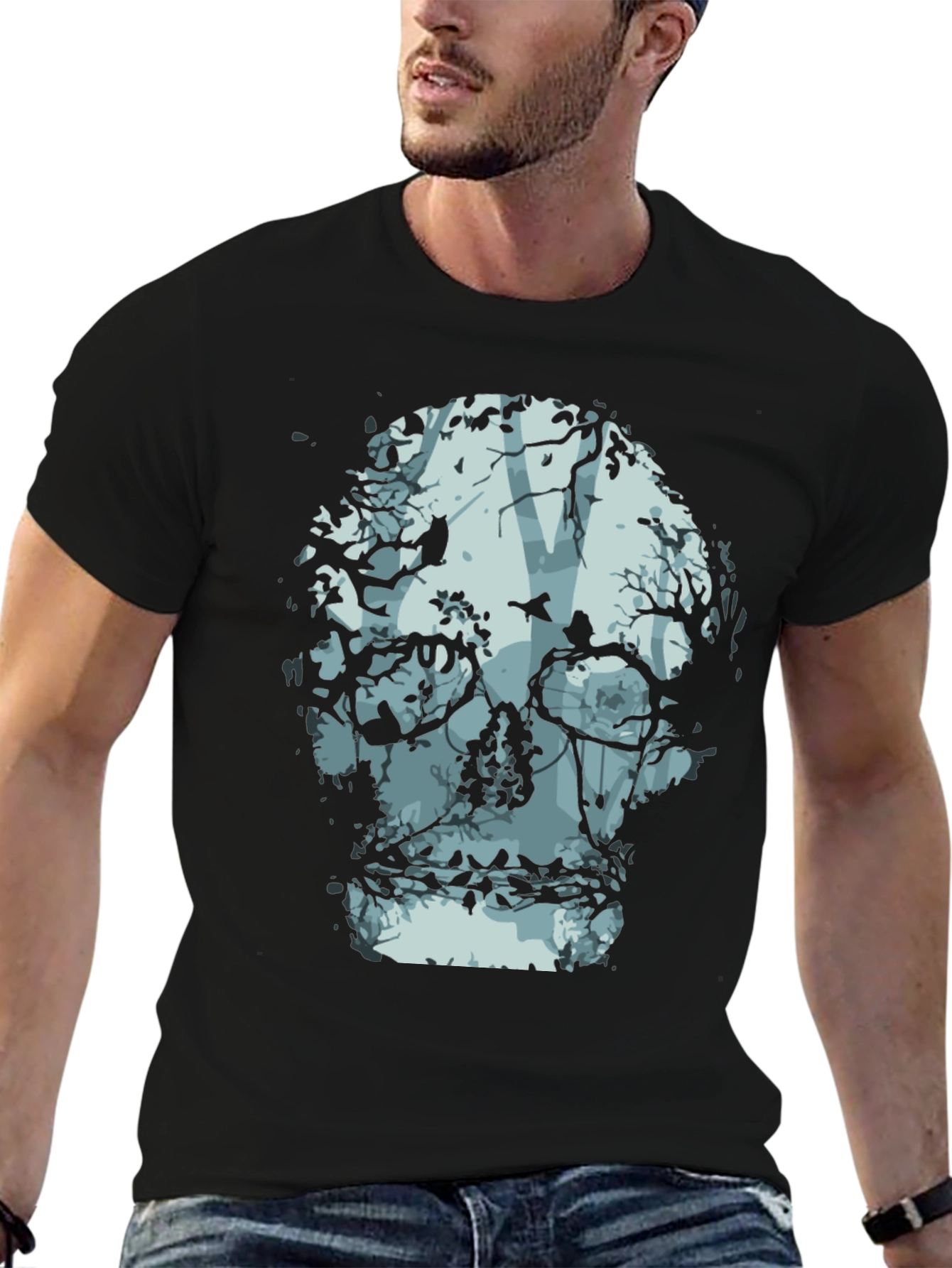 Black Skull Tree Graphic Tee - Nature Inspired Fashion view 6