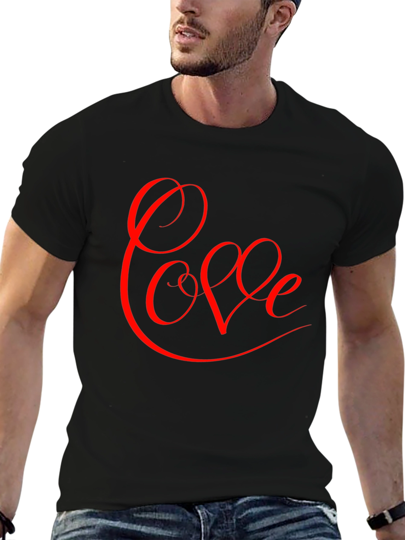 Black Love Script Graphic Tee - Black Cotton Blend view 6