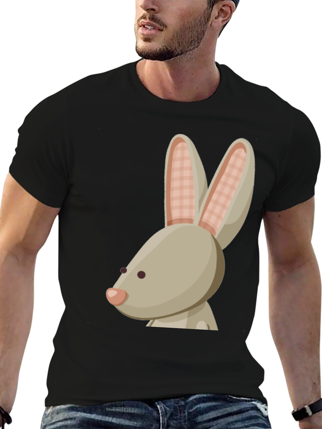 Black Bunny Graphic Tee - Soft Cotton, Casual Style view 6