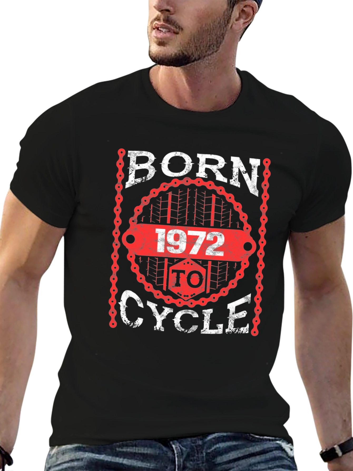 Black Born to Cycle 1972 T-Shirt - Black view 6