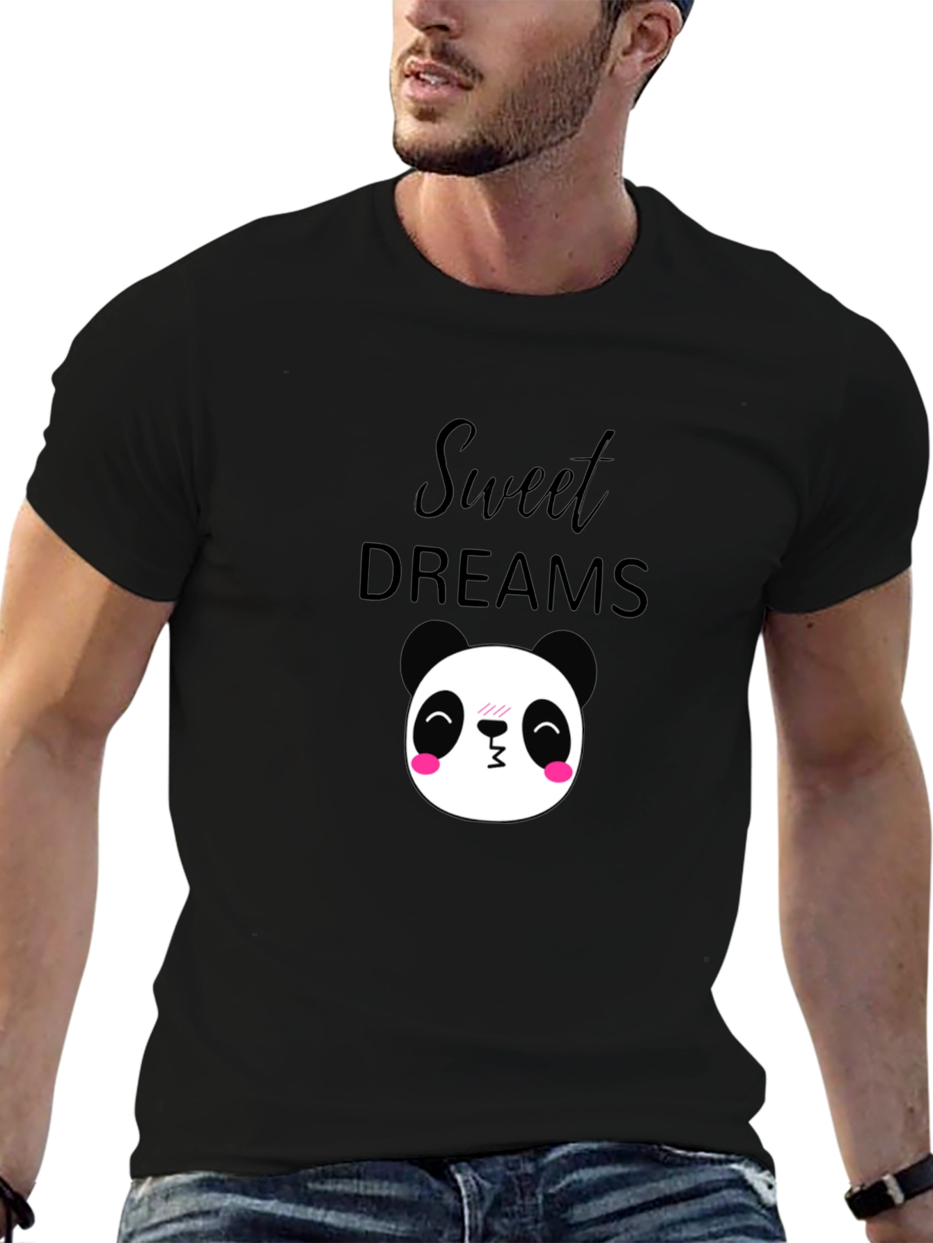Black Sweet Dreams Panda T-Shirt - Black Cotton Comfort view 6