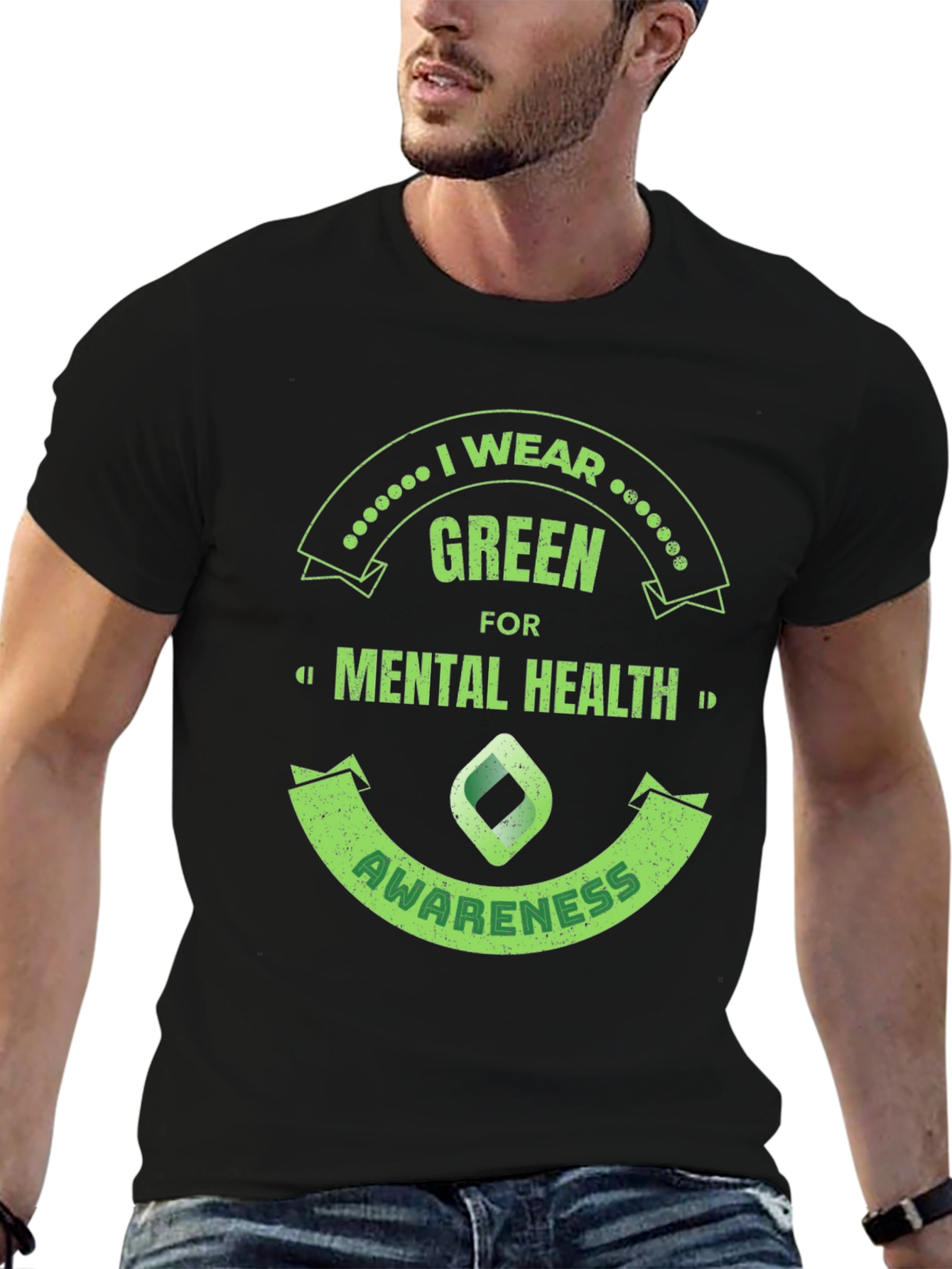Black Green Mental Health Awareness T-Shirt view 6