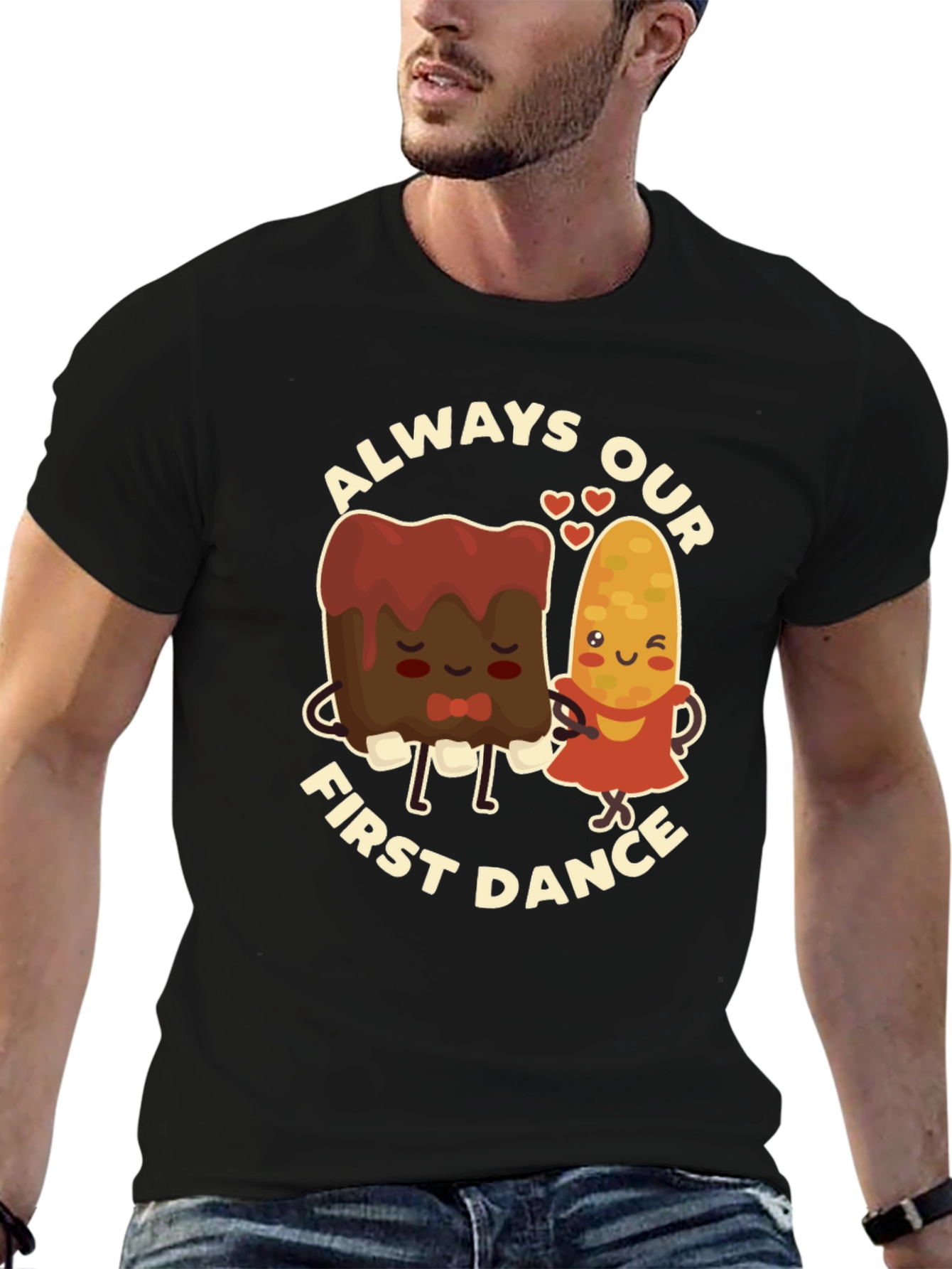 Black Always Our First Dance T-Shirt - Cute Foodie Couple Tee view 6