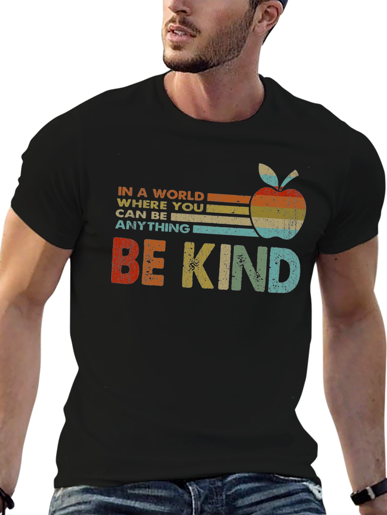 Black Be Kind Apple Graphic Tee view 6