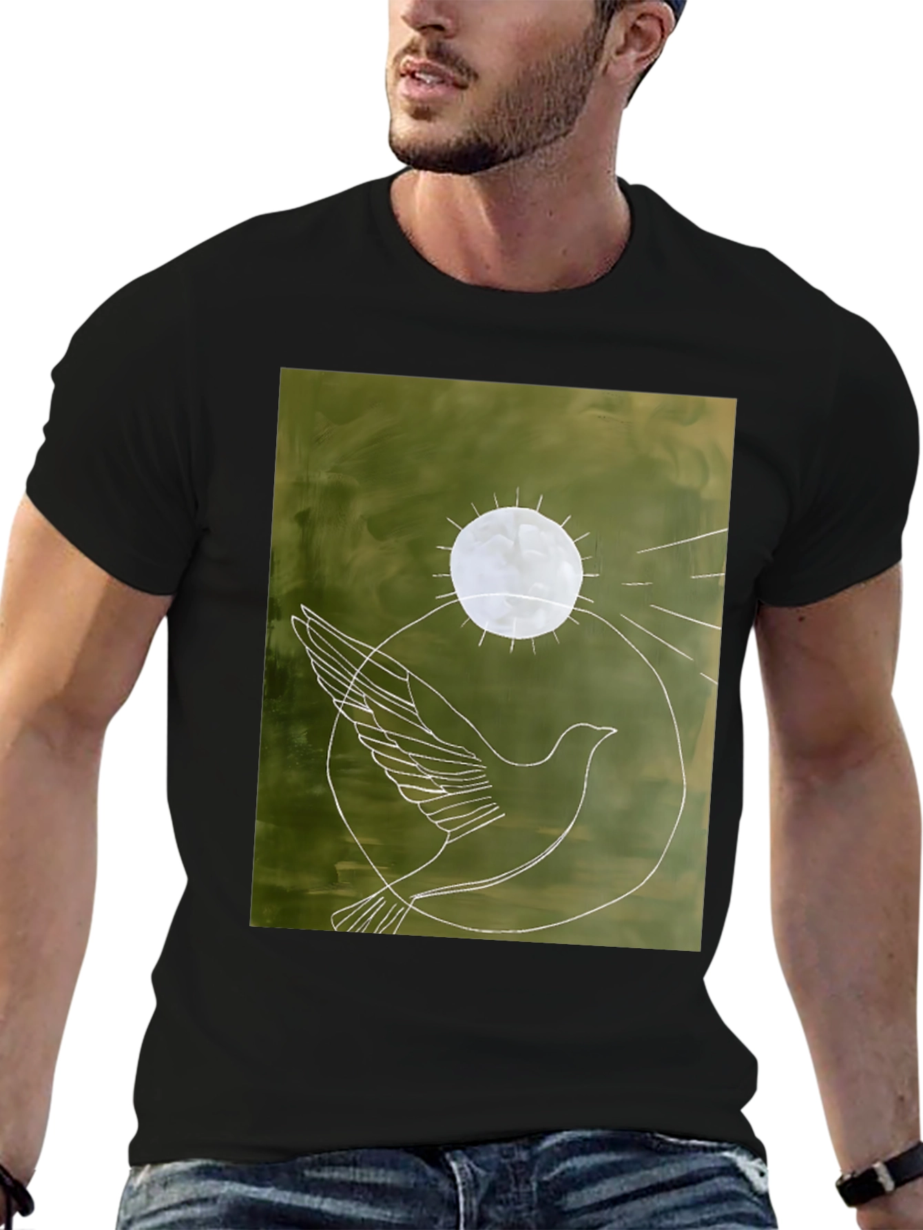 Black Dove Graphic Tee - Peace Symbol Shirt view 6