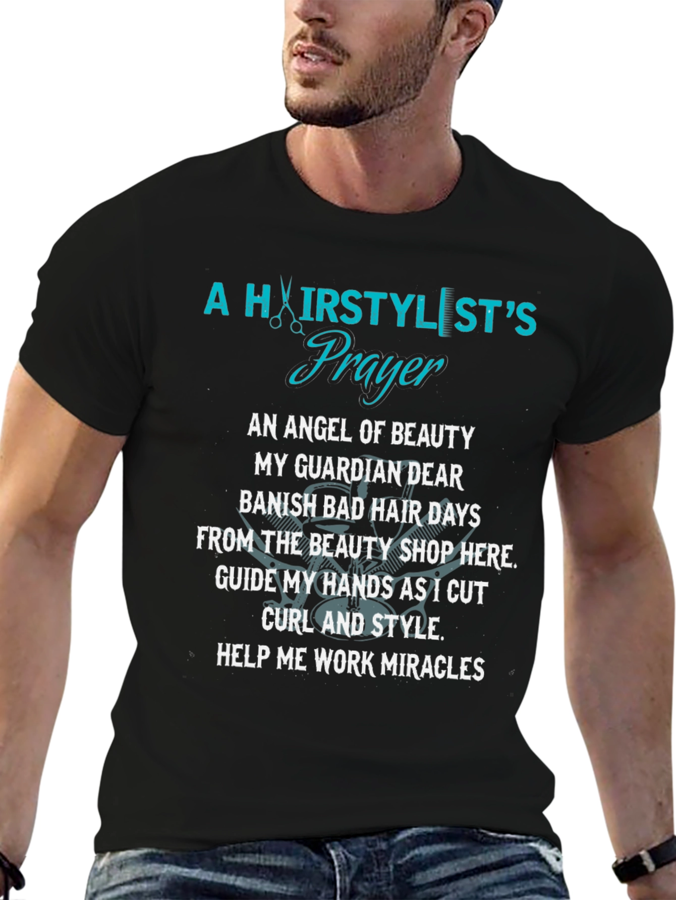 Black Hairstylist's Prayer Graphic T-Shirt view 6