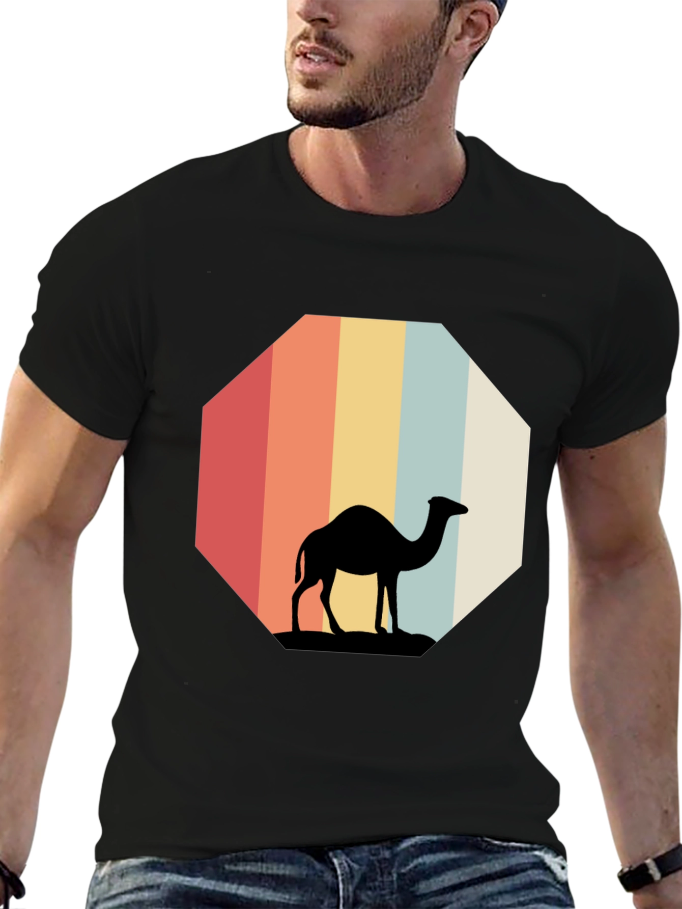 Black Retro Camel Silhouette Tee view 6