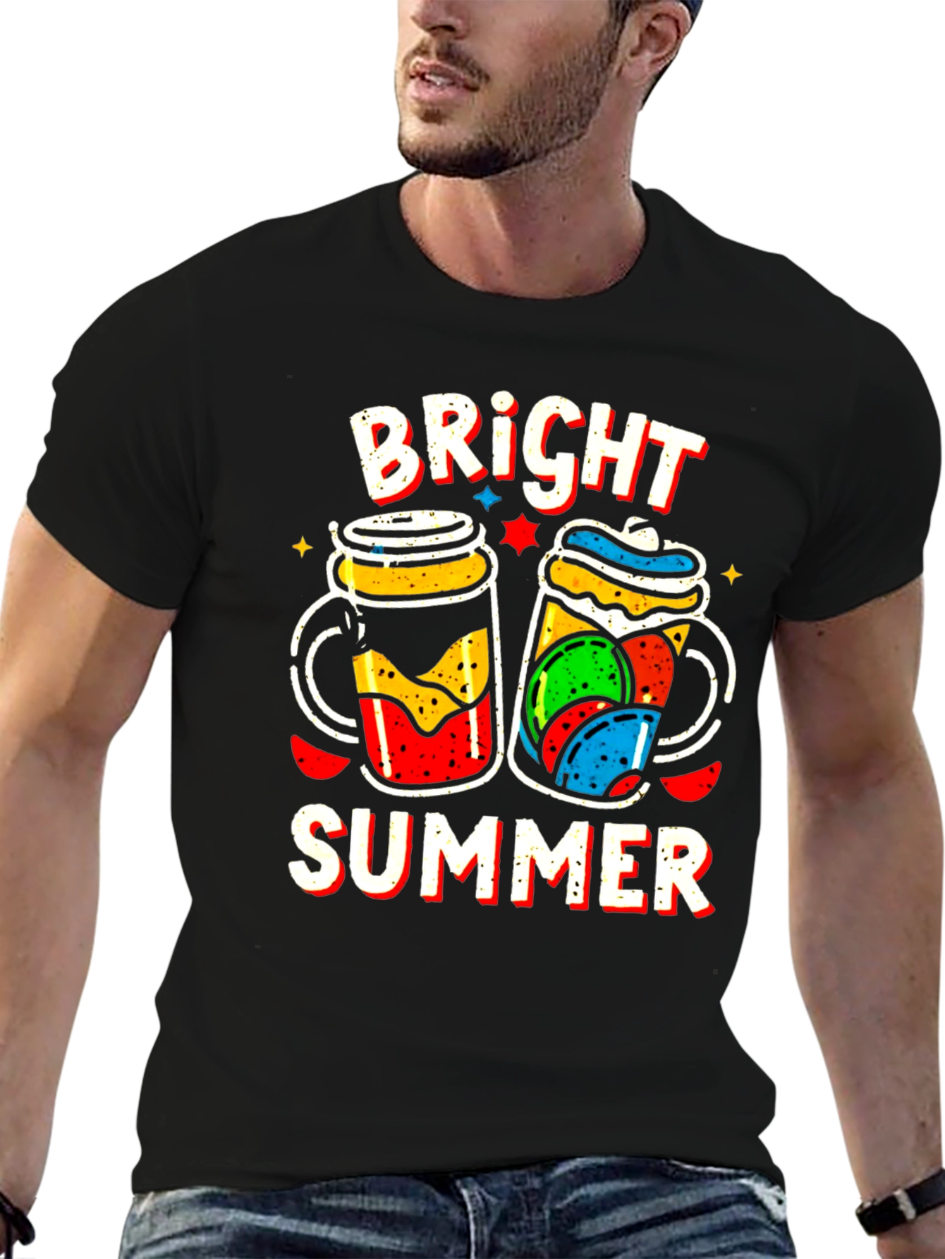 Black Bright Summer Graphic T-Shirt view 6