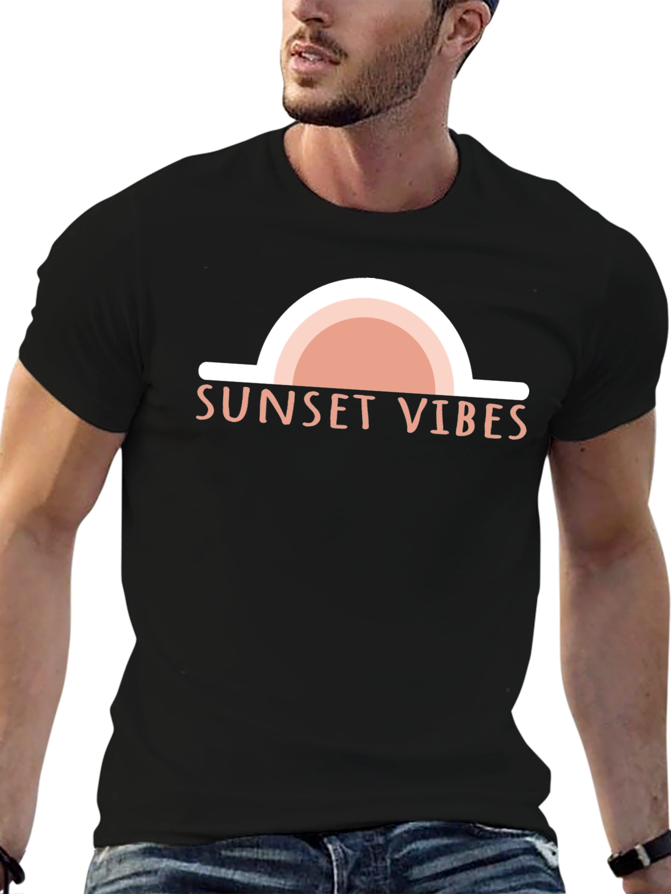 Black Sunset Vibes Graphic T-Shirt - Unisex view 6