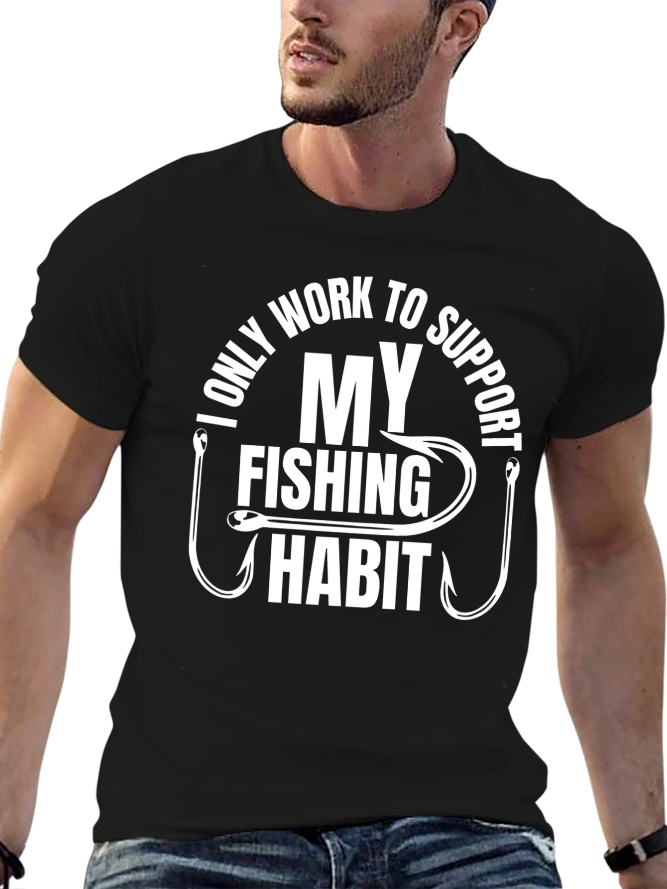 Black Fishing Habit T-Shirt - Fisherman Gift view 6