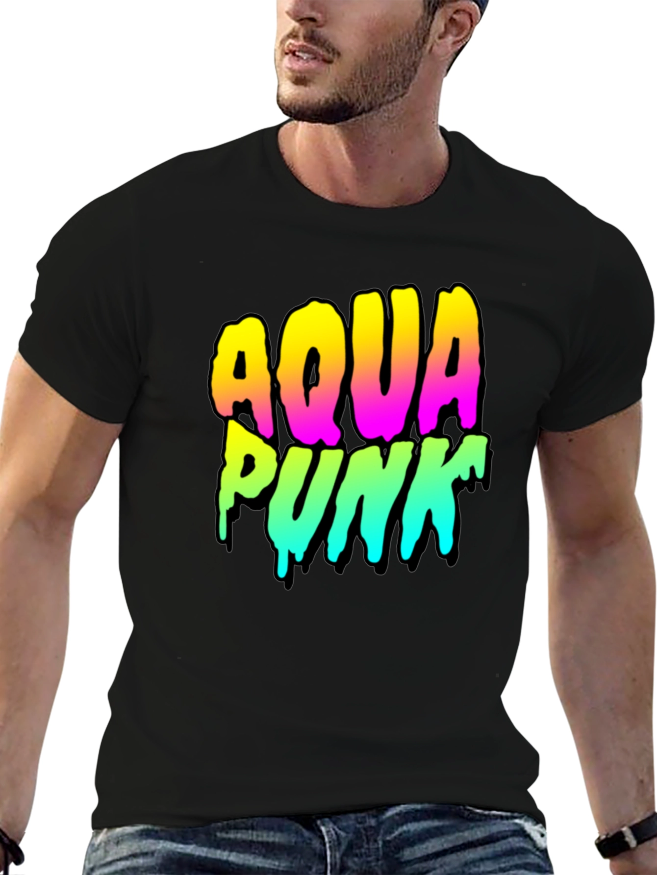 Black Aqua Punk Graphic Tee - Black view 6
