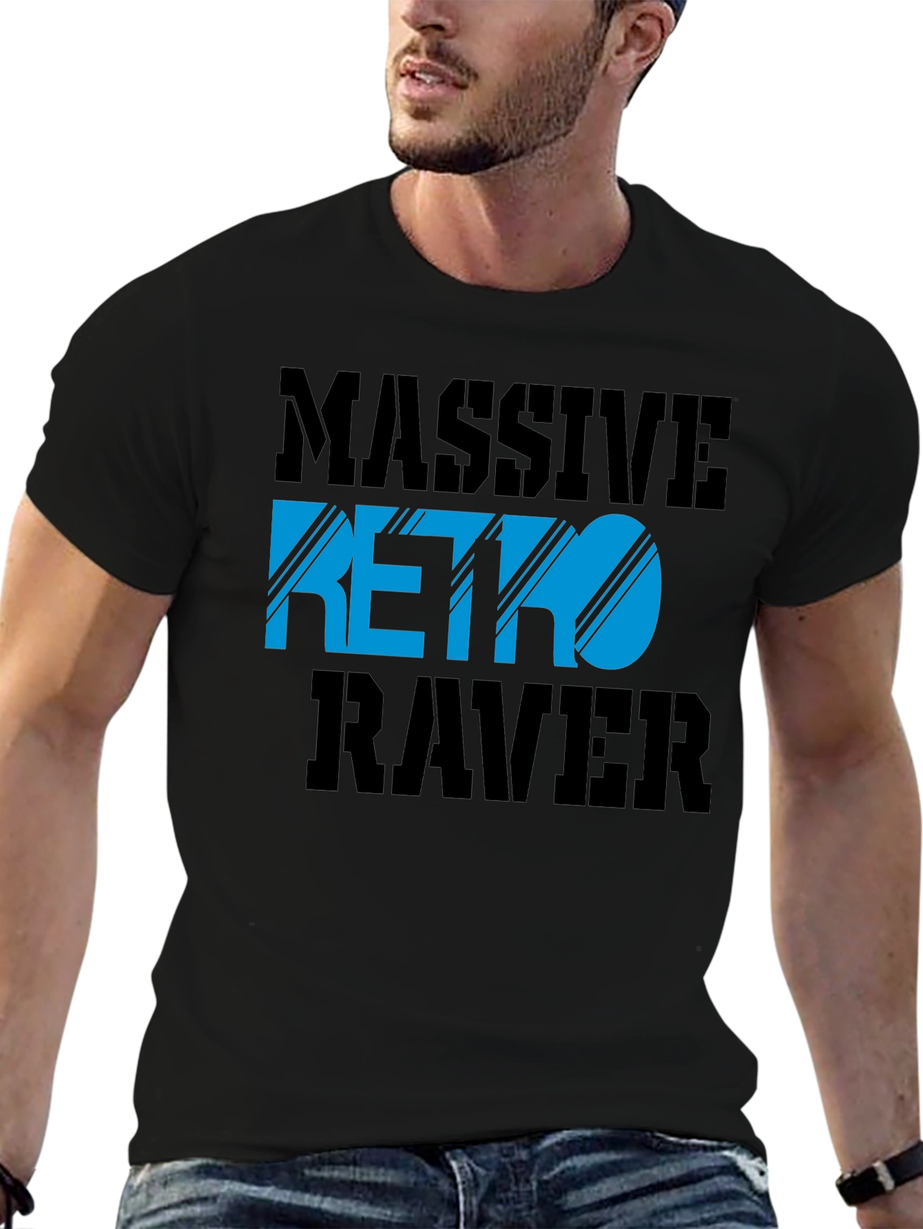Black Massive Retro Raver Graphic Tee view 6