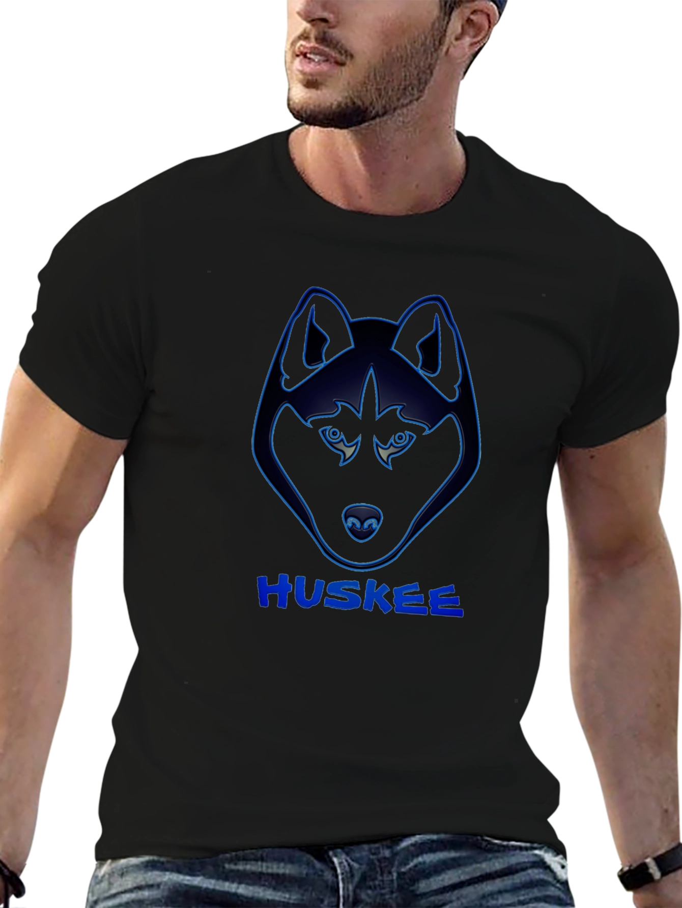 Black Huskee T-Shirt - Bold Graphic Print view 6