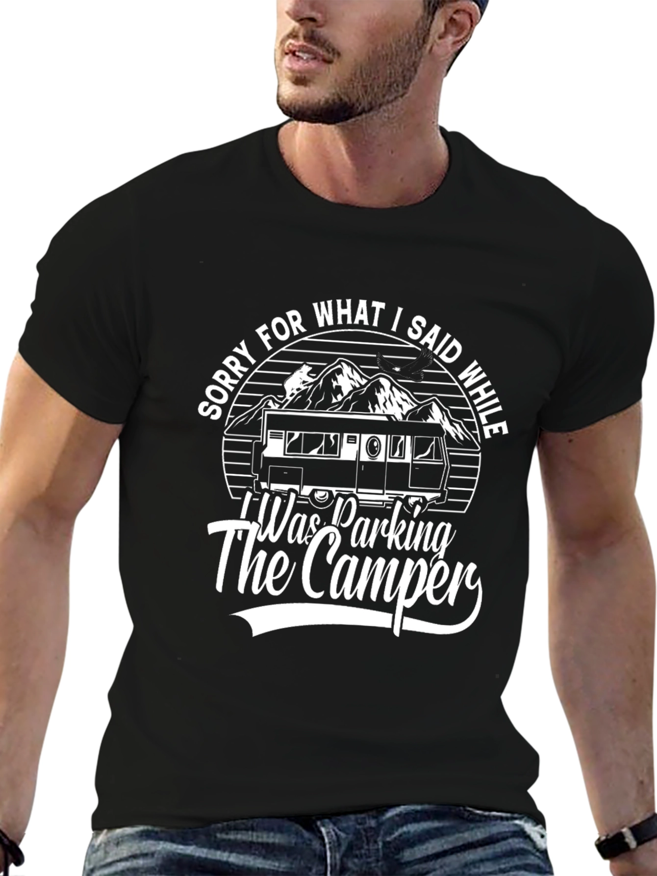 Black Funny Camping T-Shirt - Sorry For What I Said! view 6