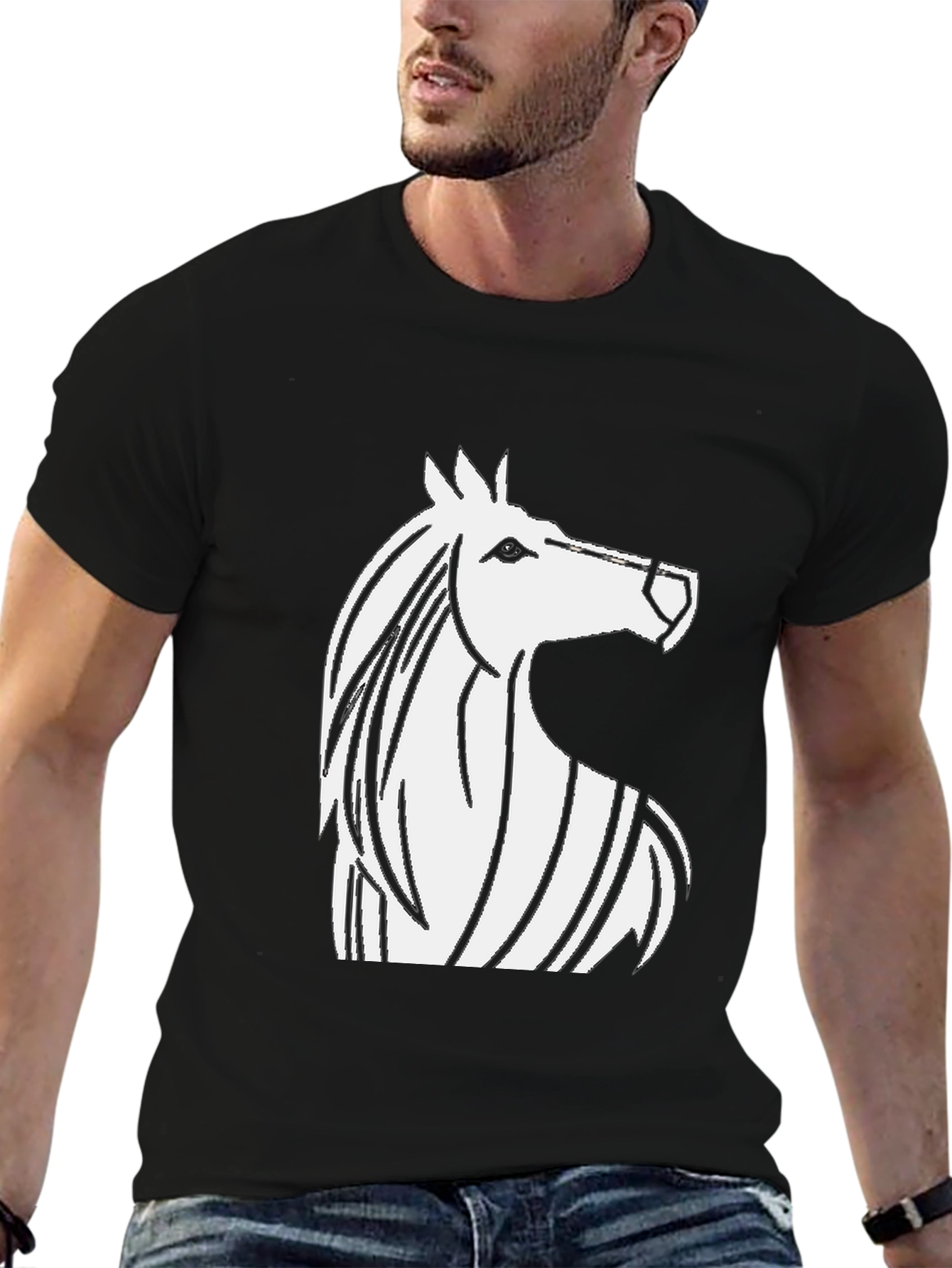 Black Horse Graphic Black T-Shirt - Stylish Men's Tee view 6