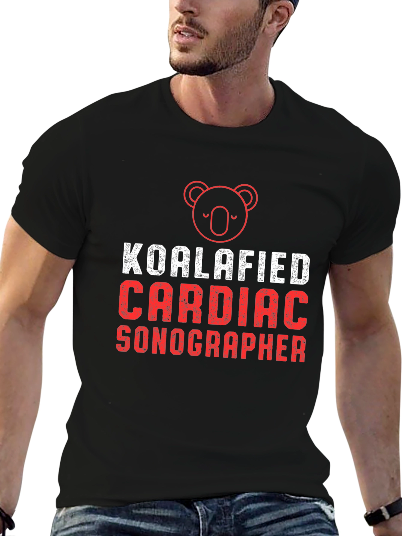 Black Koalafied Cardiac Sonographer Black T-Shirt view 6