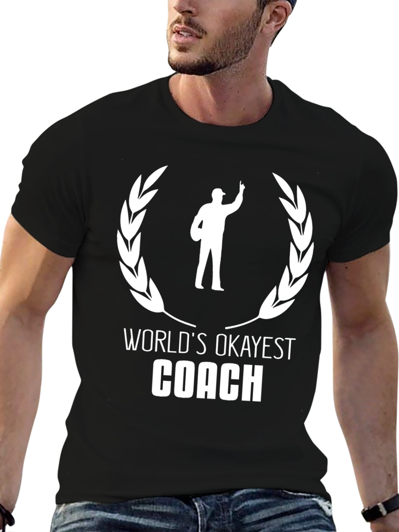 Black World's Okayest Coach Black T-Shirt view 6