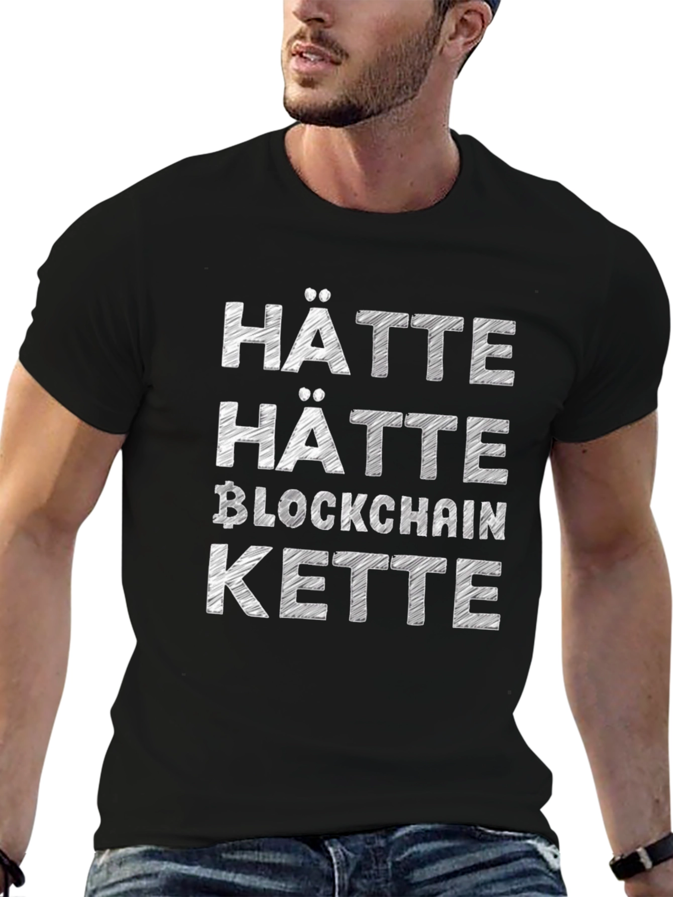 Black Hätte Hätte Blockchain Kette T-Shirt view 6