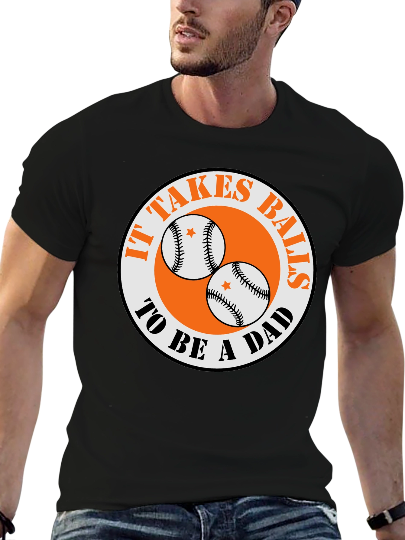 Black It Takes Balls To Be A Dad T-Shirt view 6