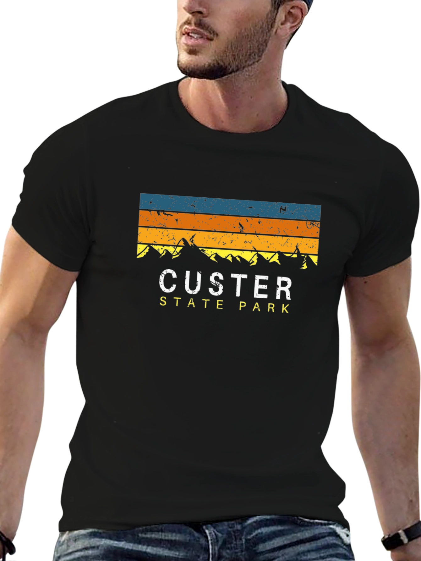 Black Custer State Park Retro Graphic Tee view 6