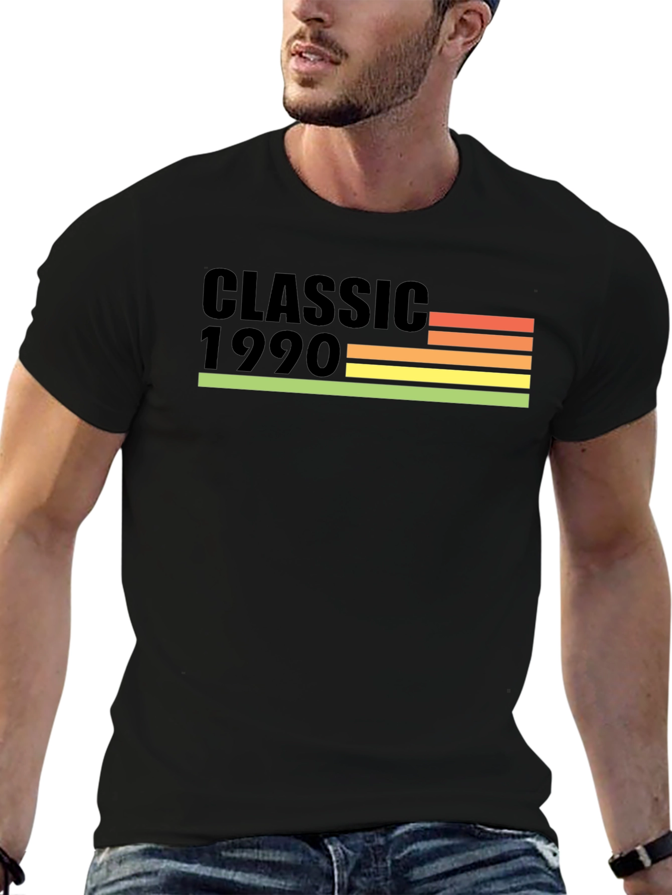 Black Classic 1990 Retro Birthday T-Shirt view 6