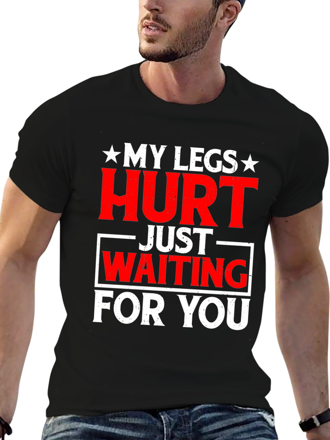 Black Funny 'My Legs Hurt' Graphic Tee view 6