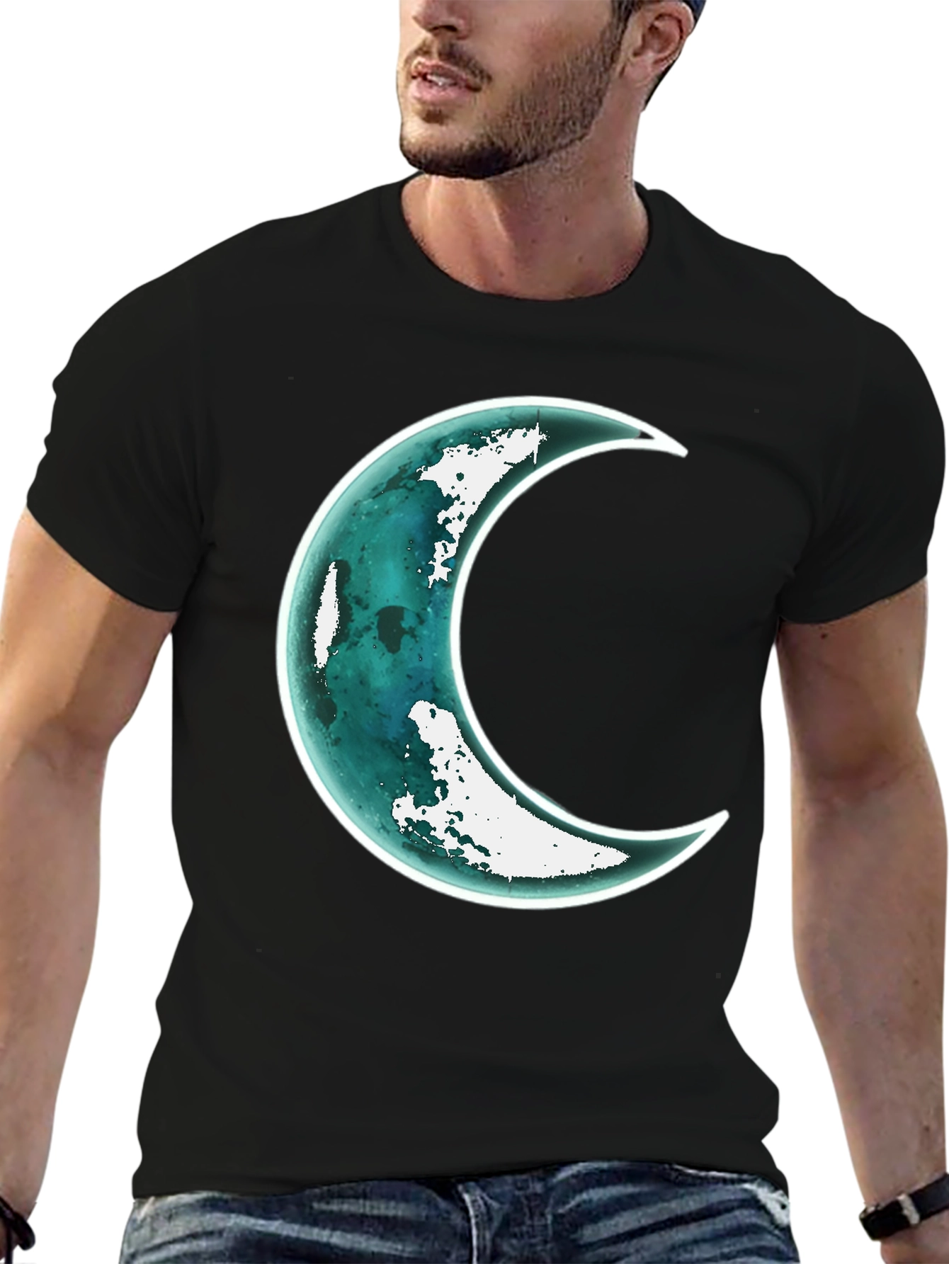 Black Crescent Moon Graphic Tee - Unique Design view 6