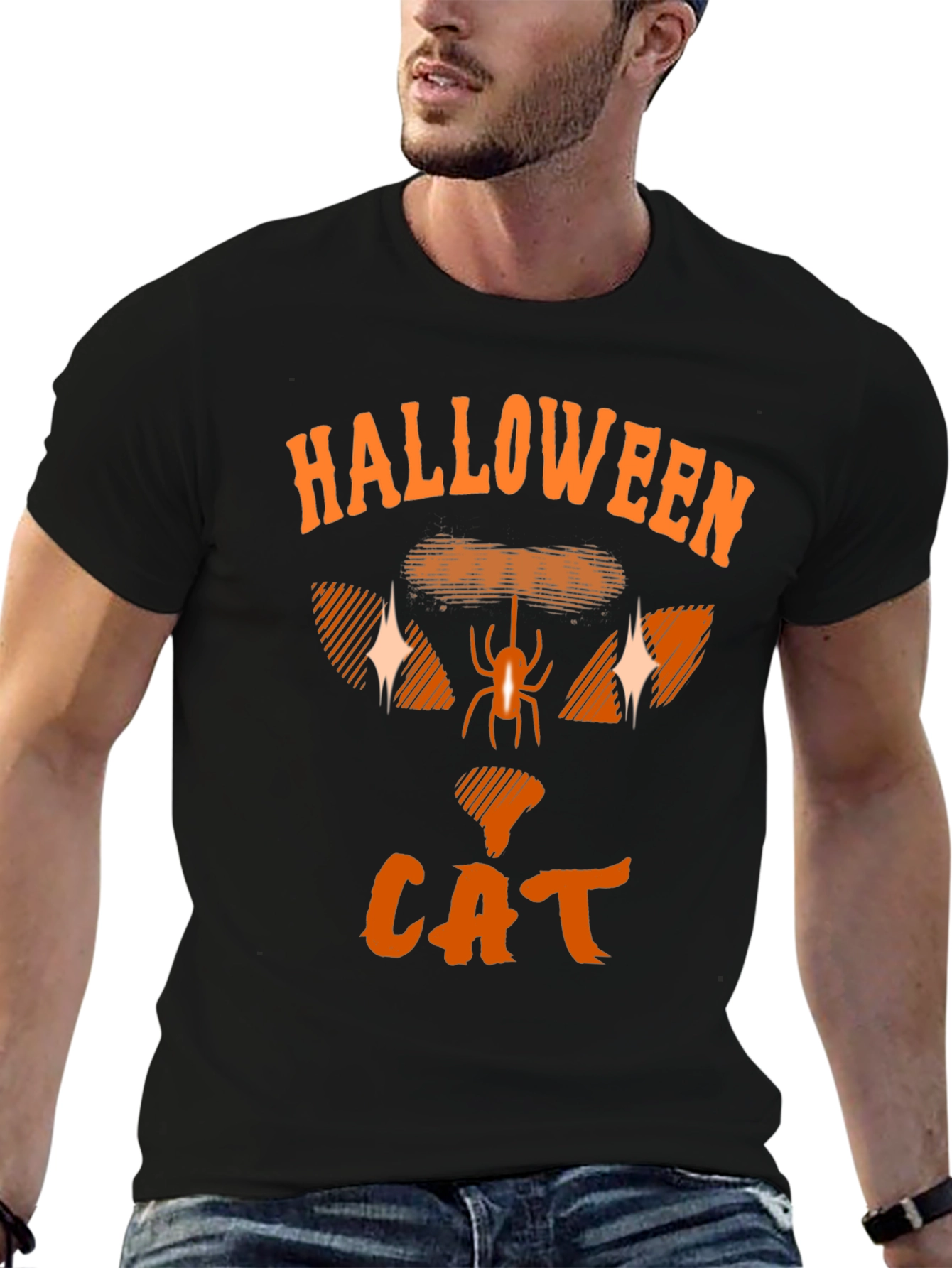 Black Halloween Cat T-Shirt - Spooky Season Apparel view 6