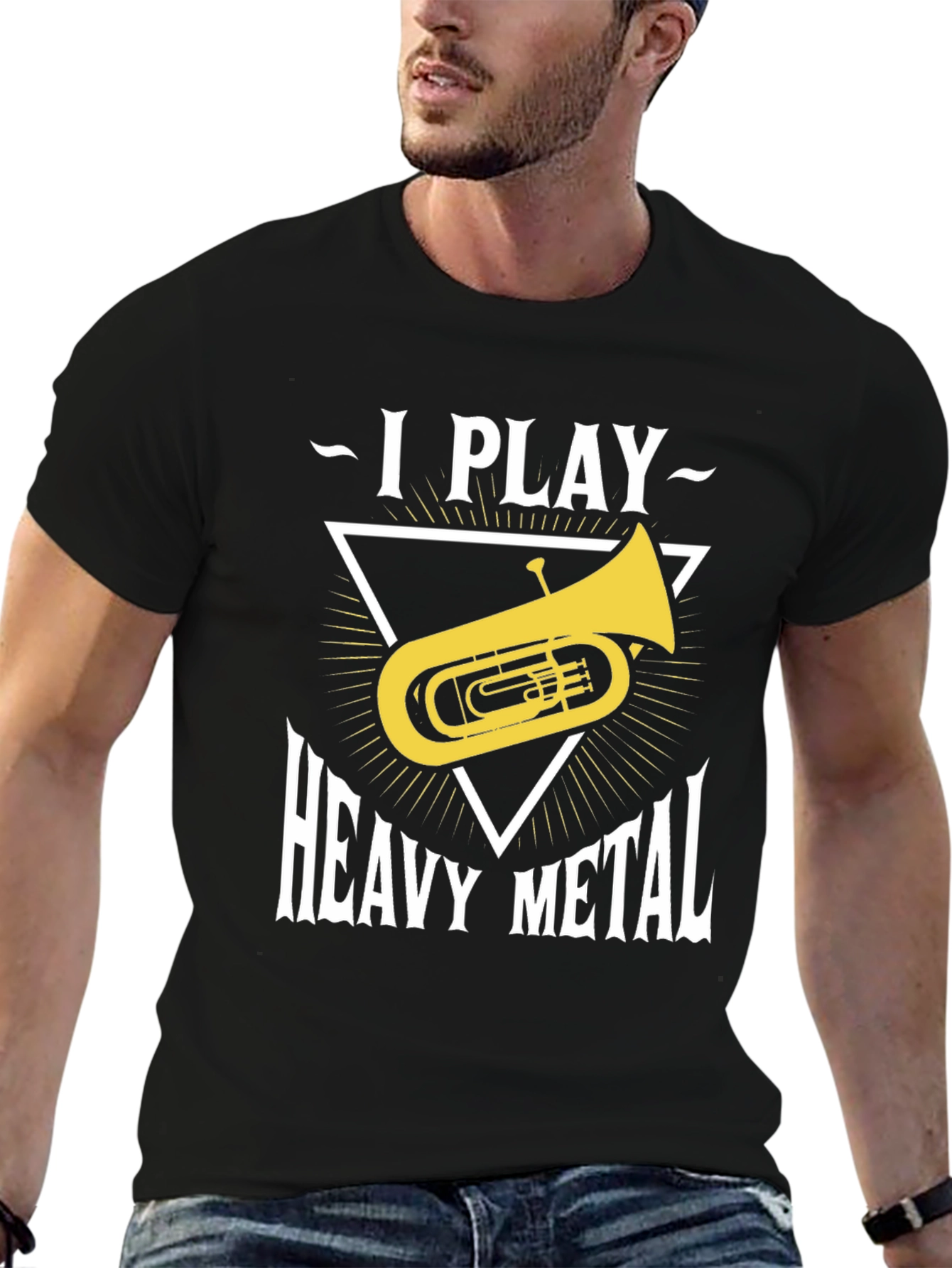 Black I Play Heavy Metal Tuba T-Shirt view 6
