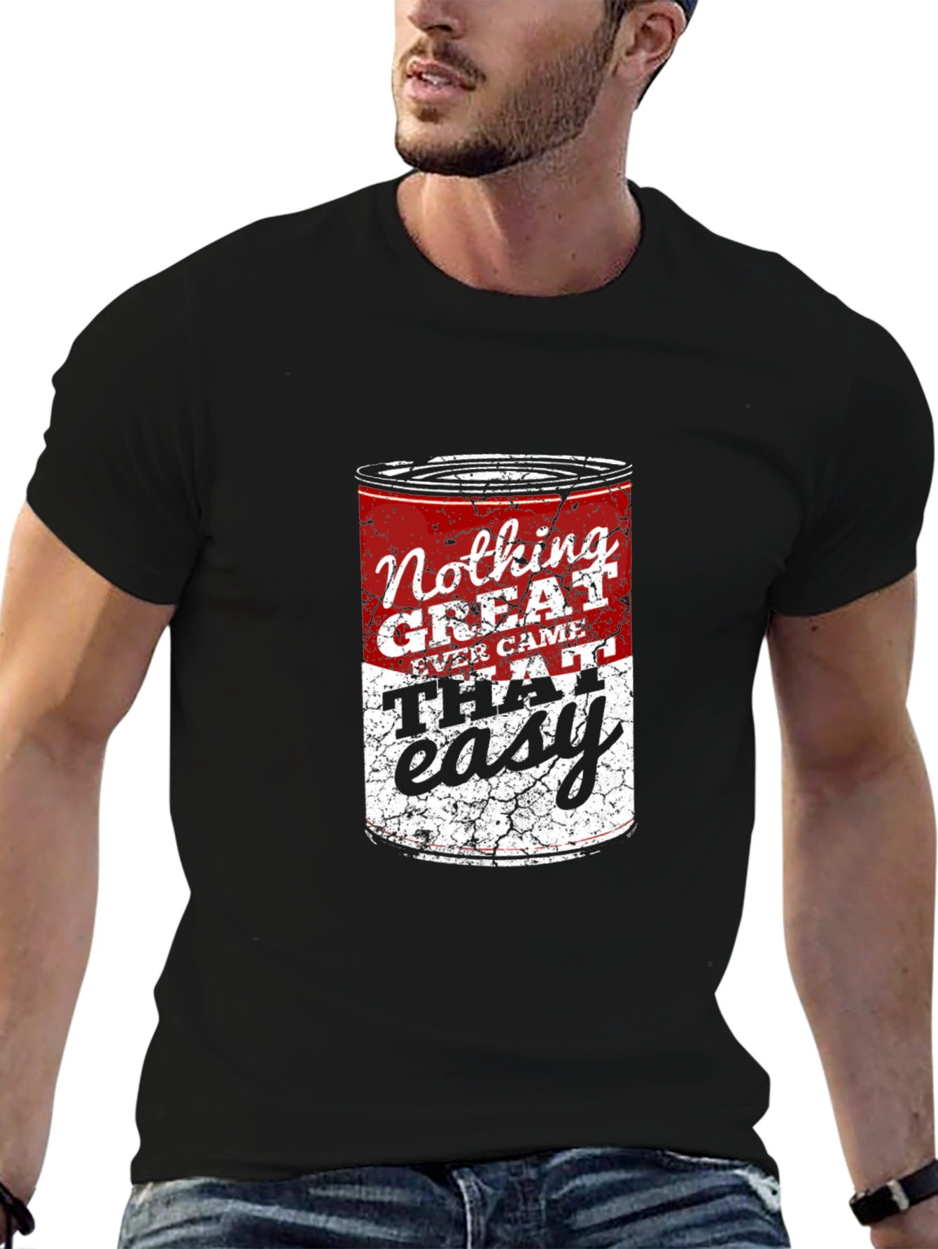 Black Nothing Great Ever Came That Easy T-Shirt view 6