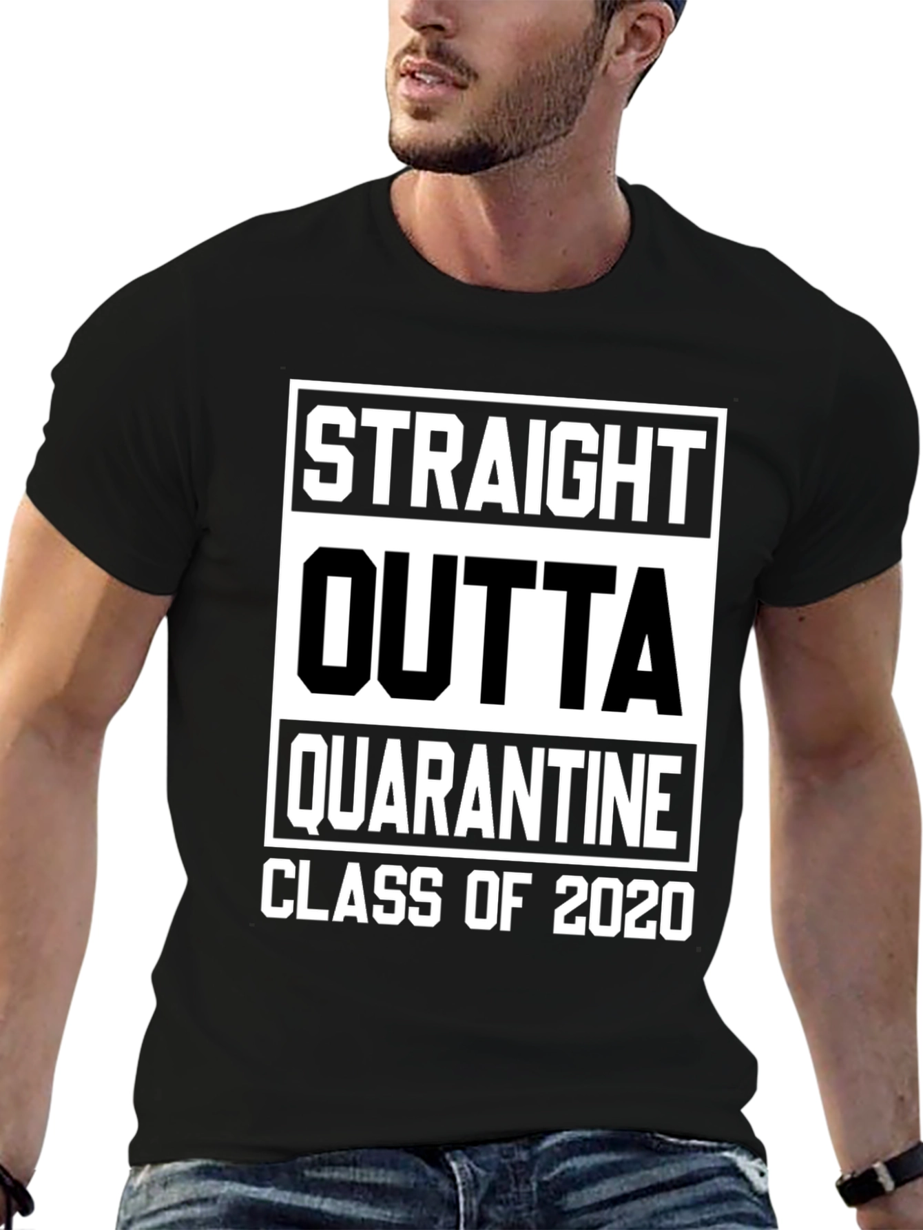 Black Straight Outta Quarantine Class of 2020 T-Shirt view 6