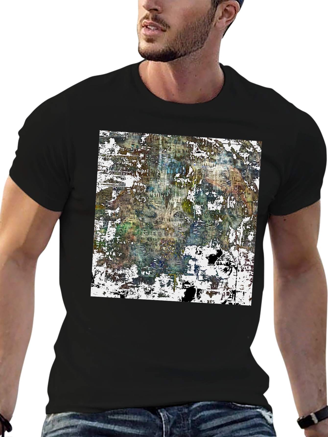 Black Abstract Art Print Black Tee view 6