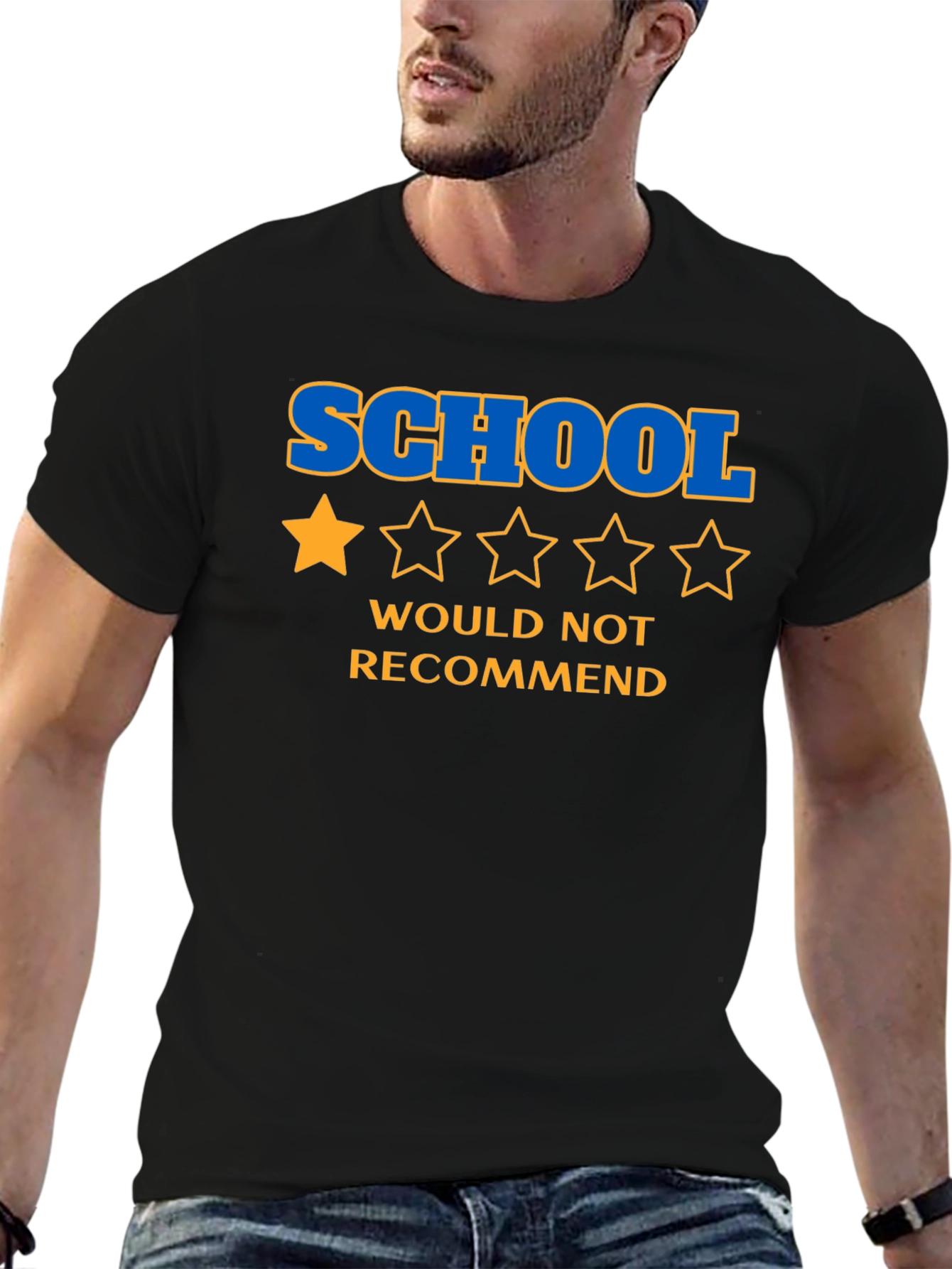 Black School One-Star Review Graphic Tee view 6