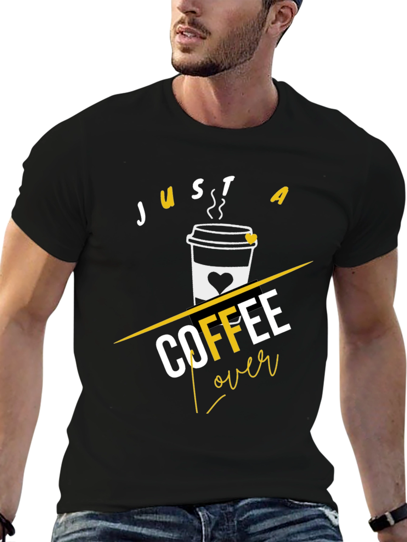 Black Just A Coffee Lover - Trendy Graphic Tee view 6