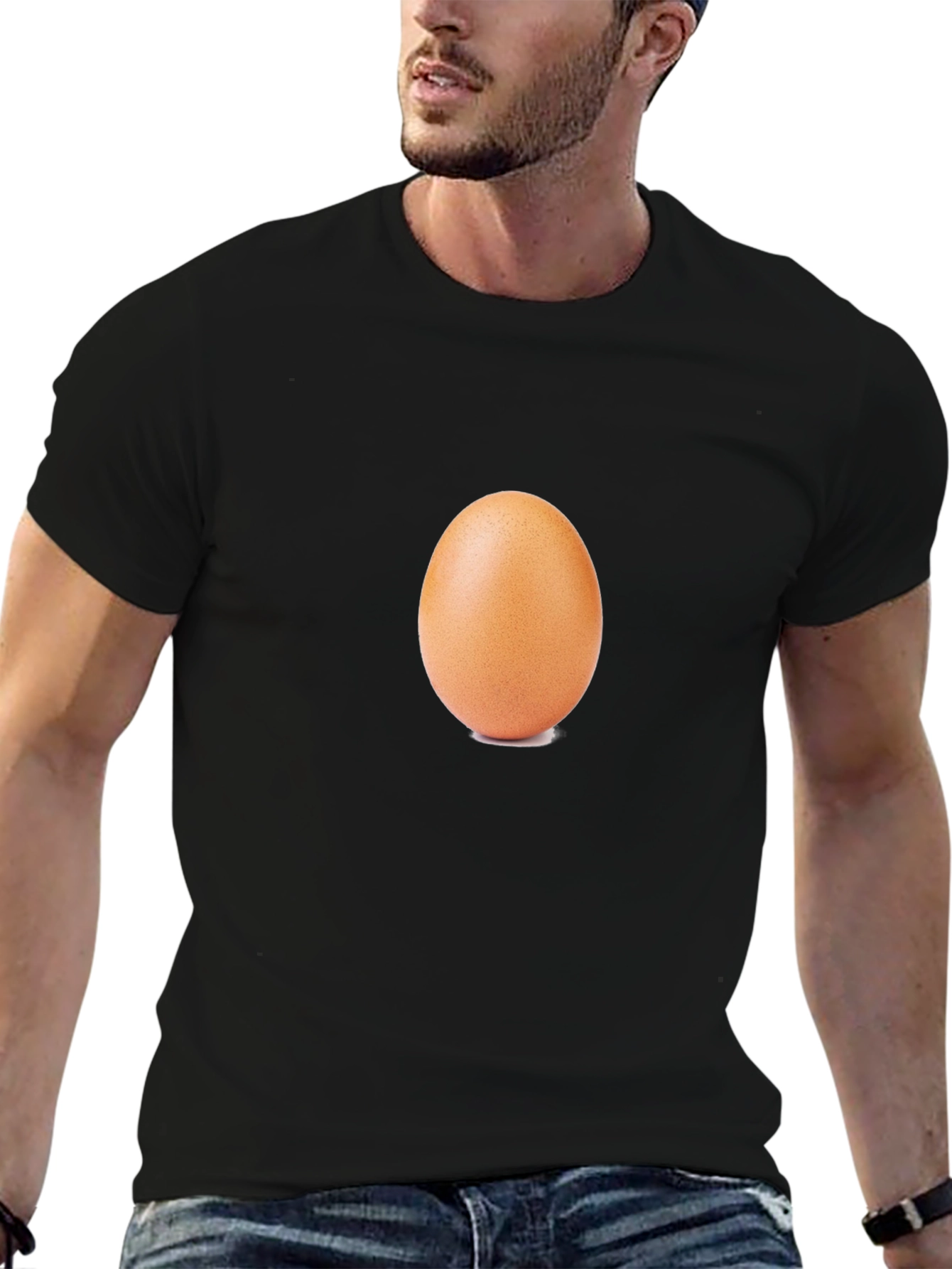 Black Egg-cellent Black T-Shirt - Funny Foodie Tee view 6
