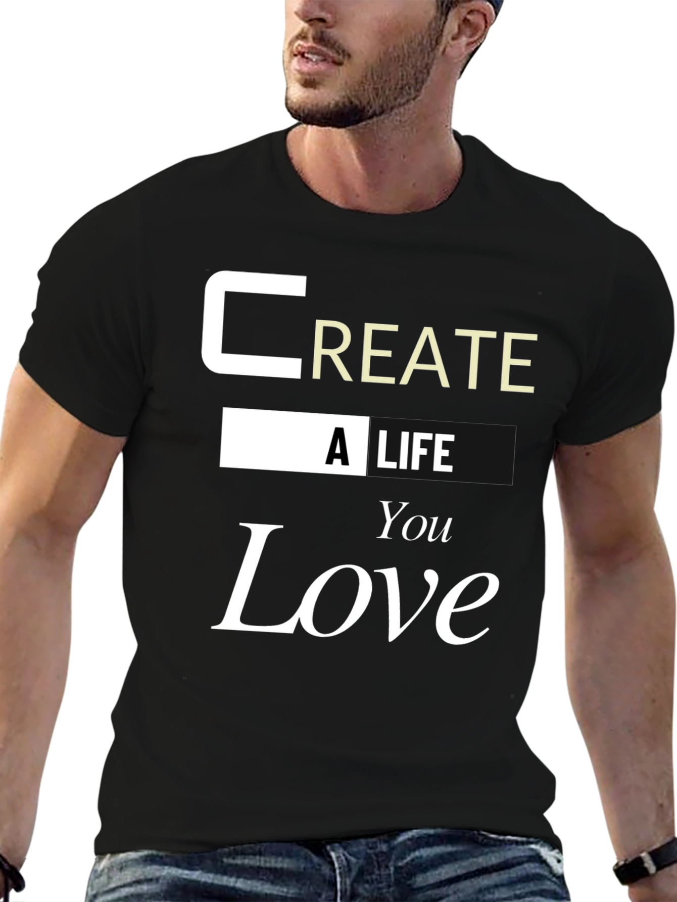Black Inspirational 'Create a Life You Love' Graphic Tee view 6