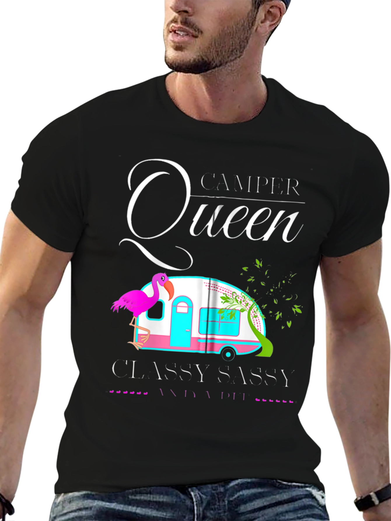 Black Camper Queen T-Shirt - Classy Sassy and a Bit Smart Assy! view 6