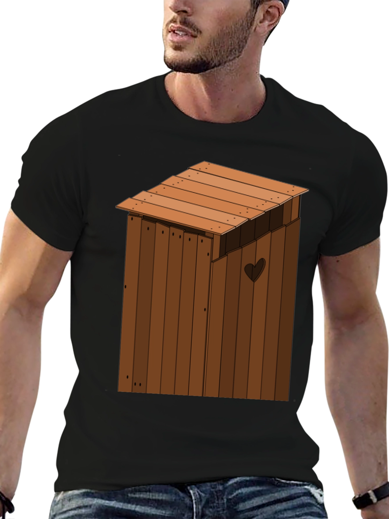 Black Outhouse Humor Novelty T-Shirt view 6