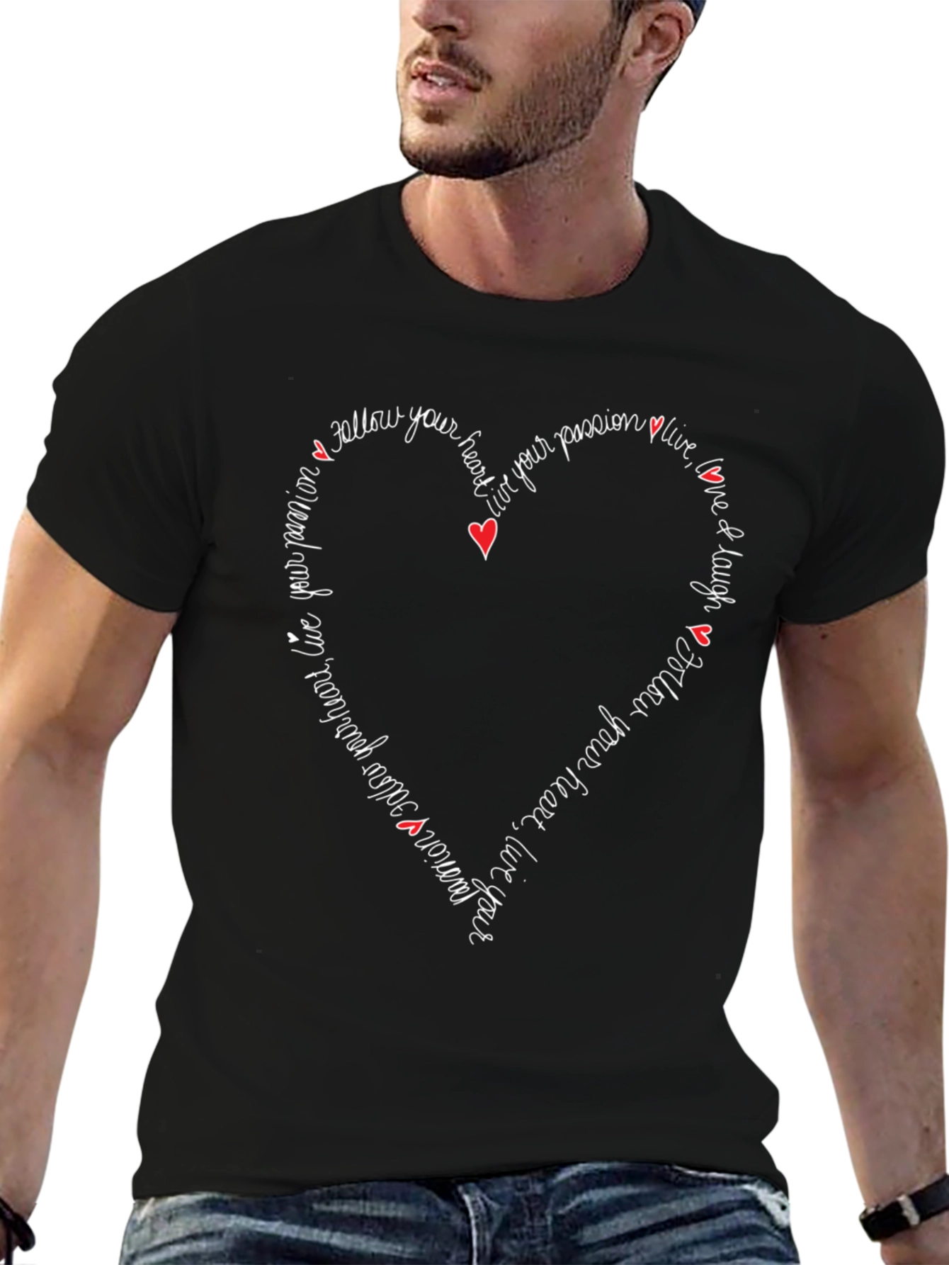 Black Follow Your Heart Graphic Tee - Inspiring Design view 6