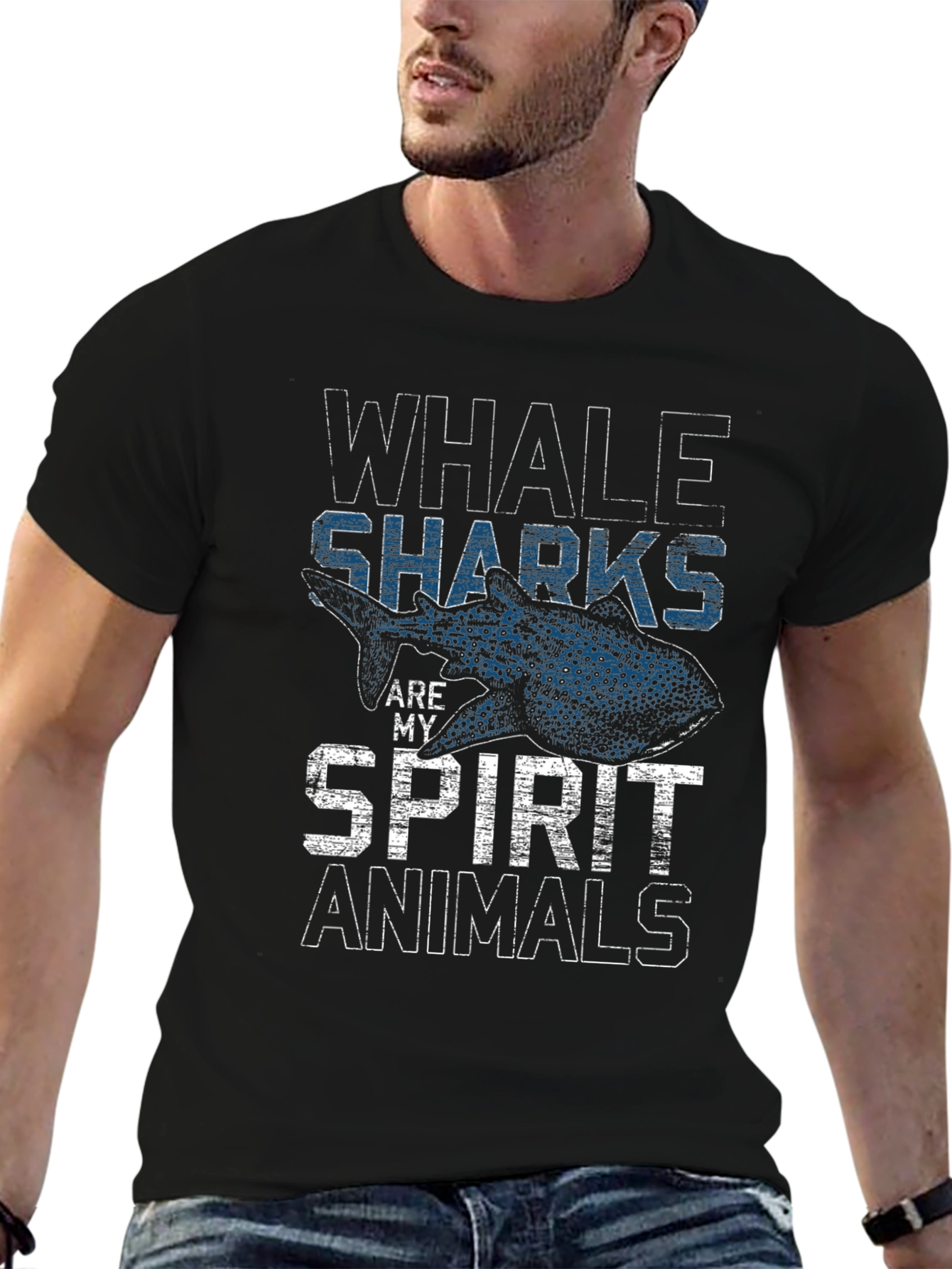 Black Whale Sharks Are My Spirit Animals Graphic T-Shirt view 6